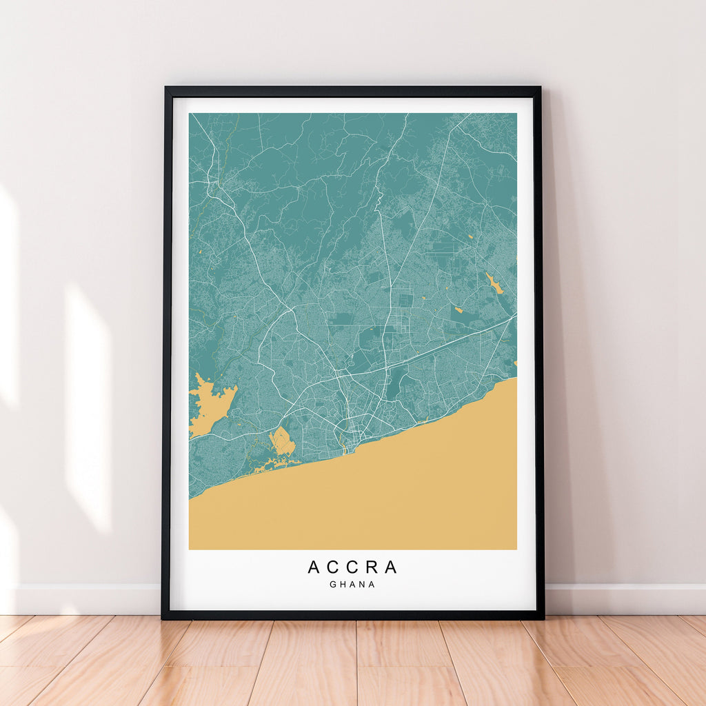Accra Map Ghana City Map Print Minimalist Accra Africa Home Map Poster Wall Decor