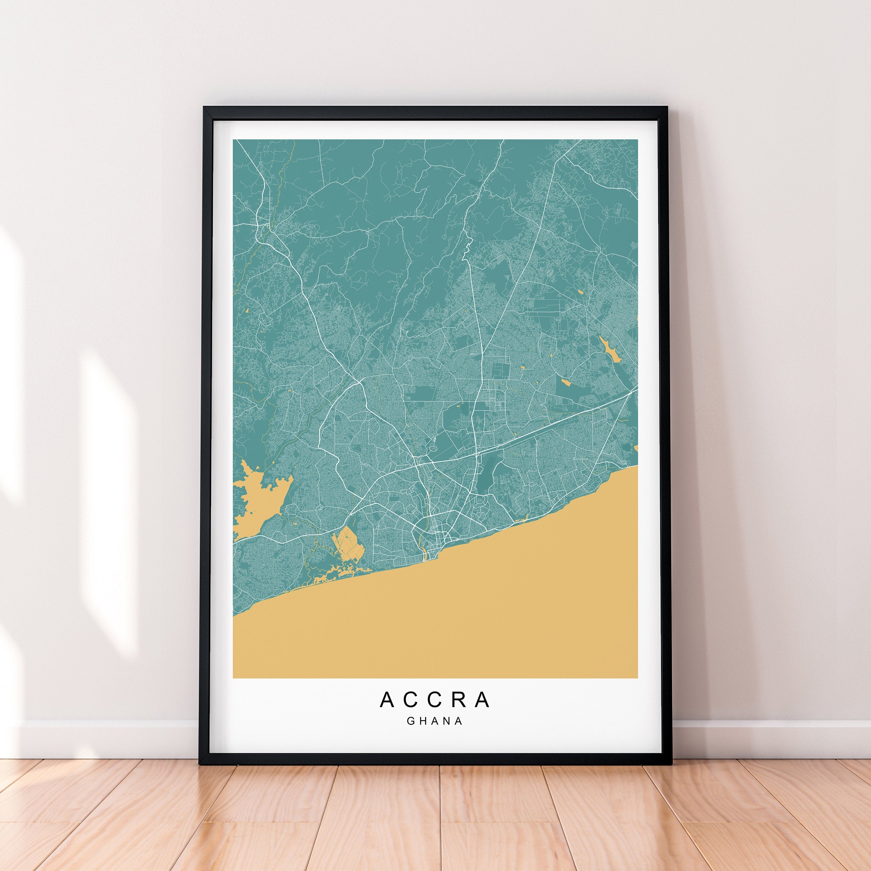 Accra Map Ghana City Map Print Minimalist Accra Africa Home Map Poster Wall Decor
