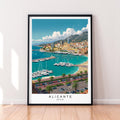 Alicante Harbor Illustration Print – Unframed Spain Travel Poster Wall Art