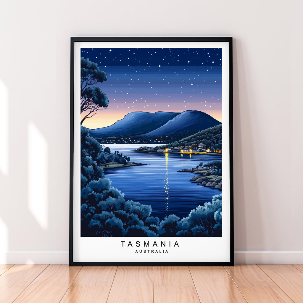 Night Tasmania Australia Scenic View Illustration Unframed Print Poster