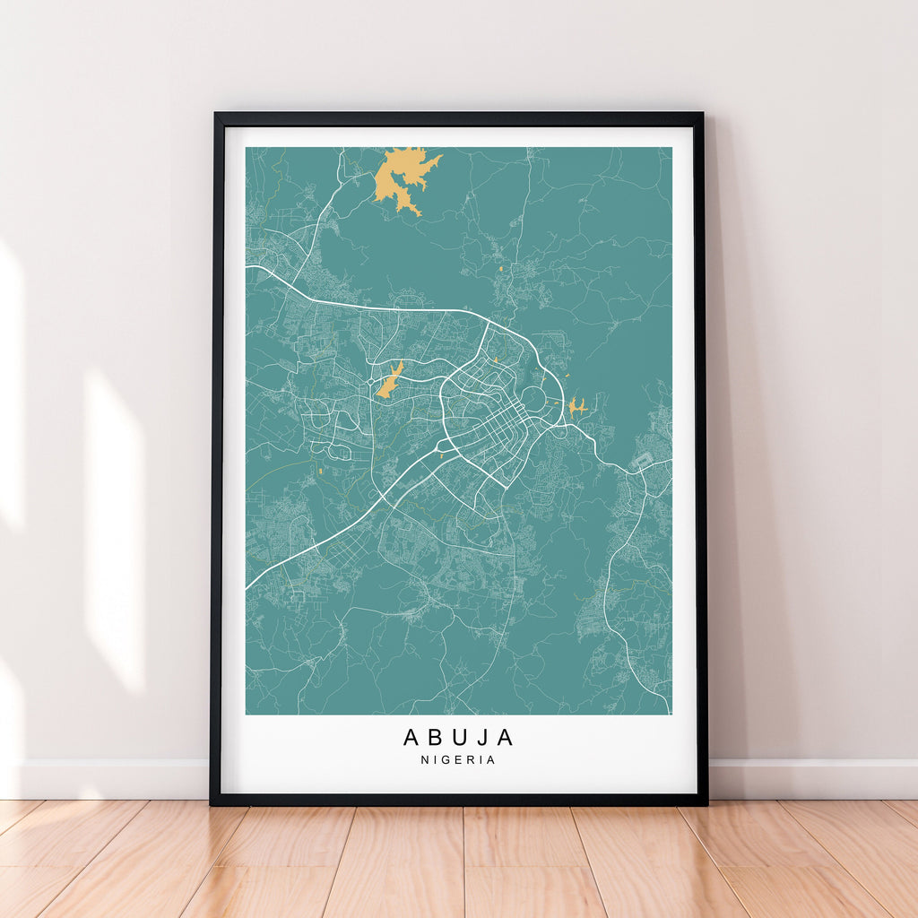 Abuja Map Nigeria Print Minimalist Abuja City Area Map Poster Wall Decor