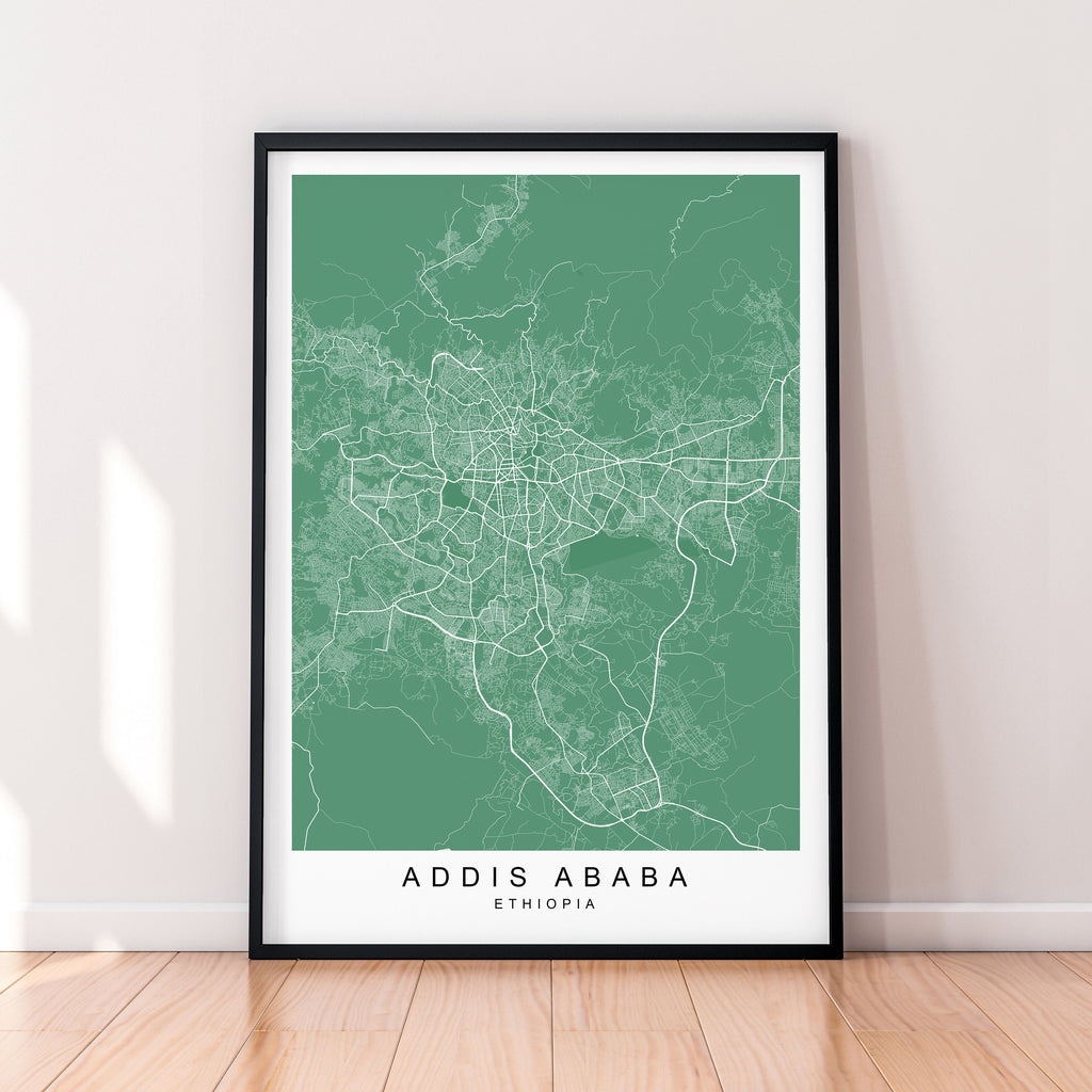Addis Ababa Map Print Ethiopia Minimalist Addis Ababa City Area Map Poster Wall Decor