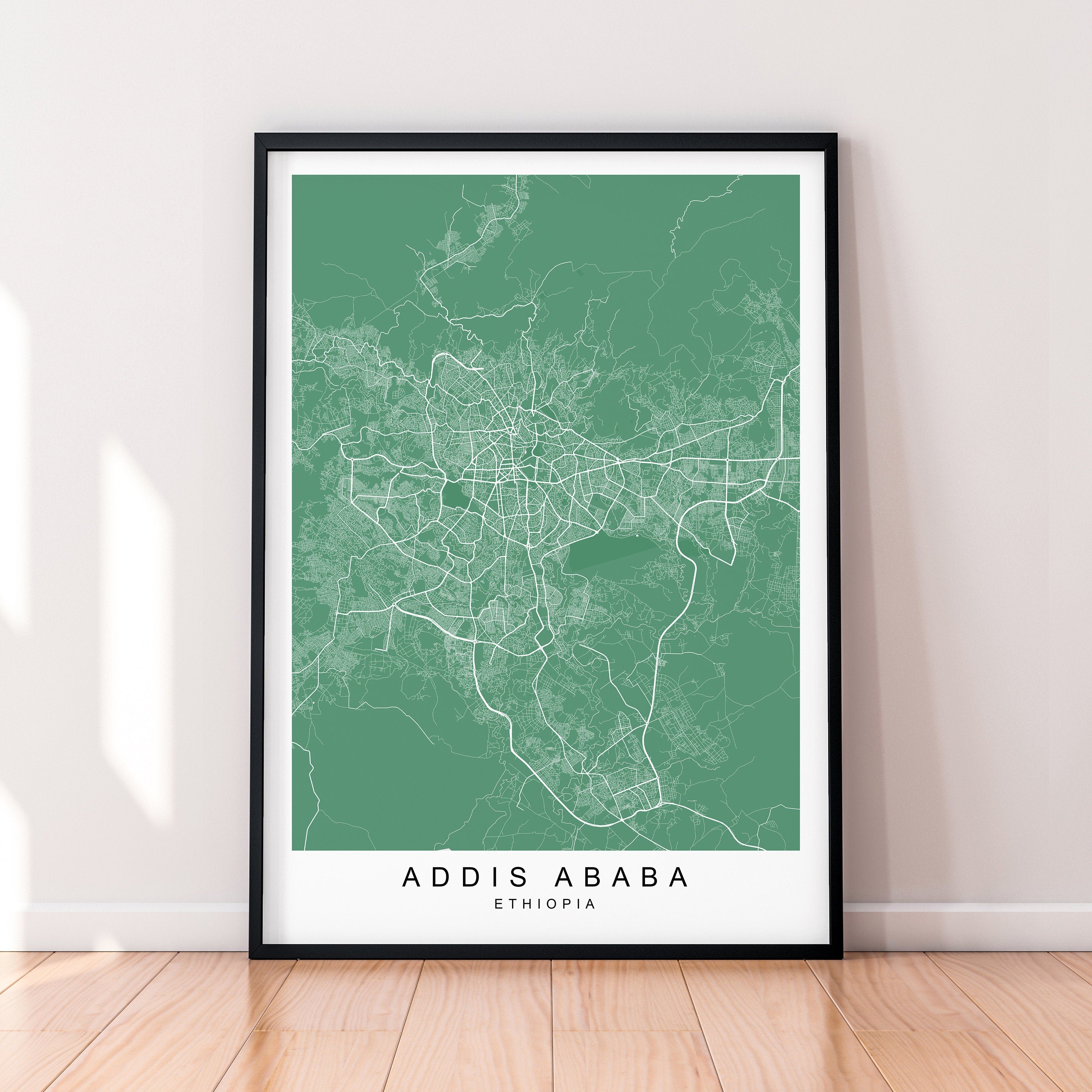 Addis Ababa Map Print Ethiopia Minimalist Addis Ababa City Area Map Poster Wall Decor