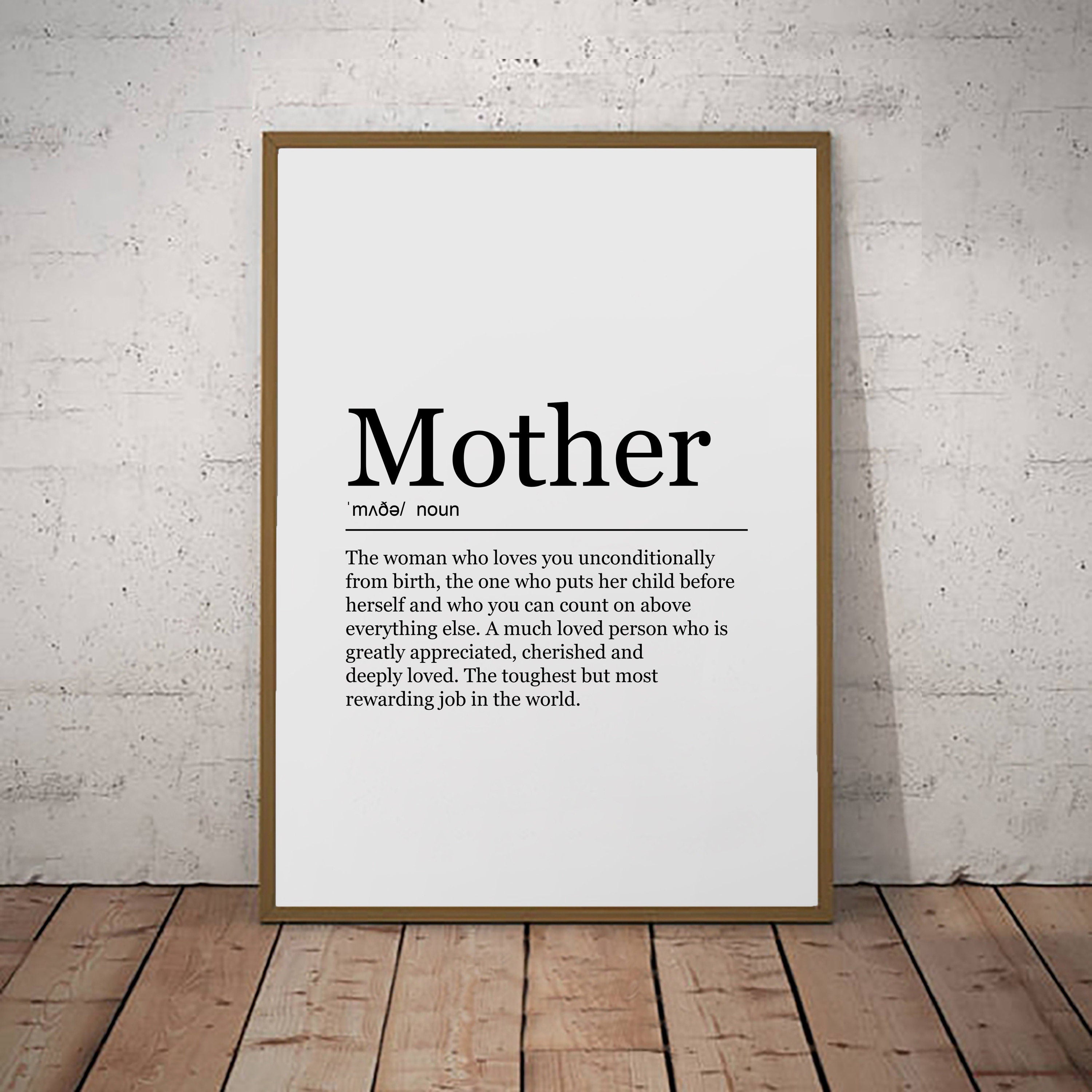 Mum Mom Mother Print Definition Poster Wall Art Minimalist Mothers Gift Print