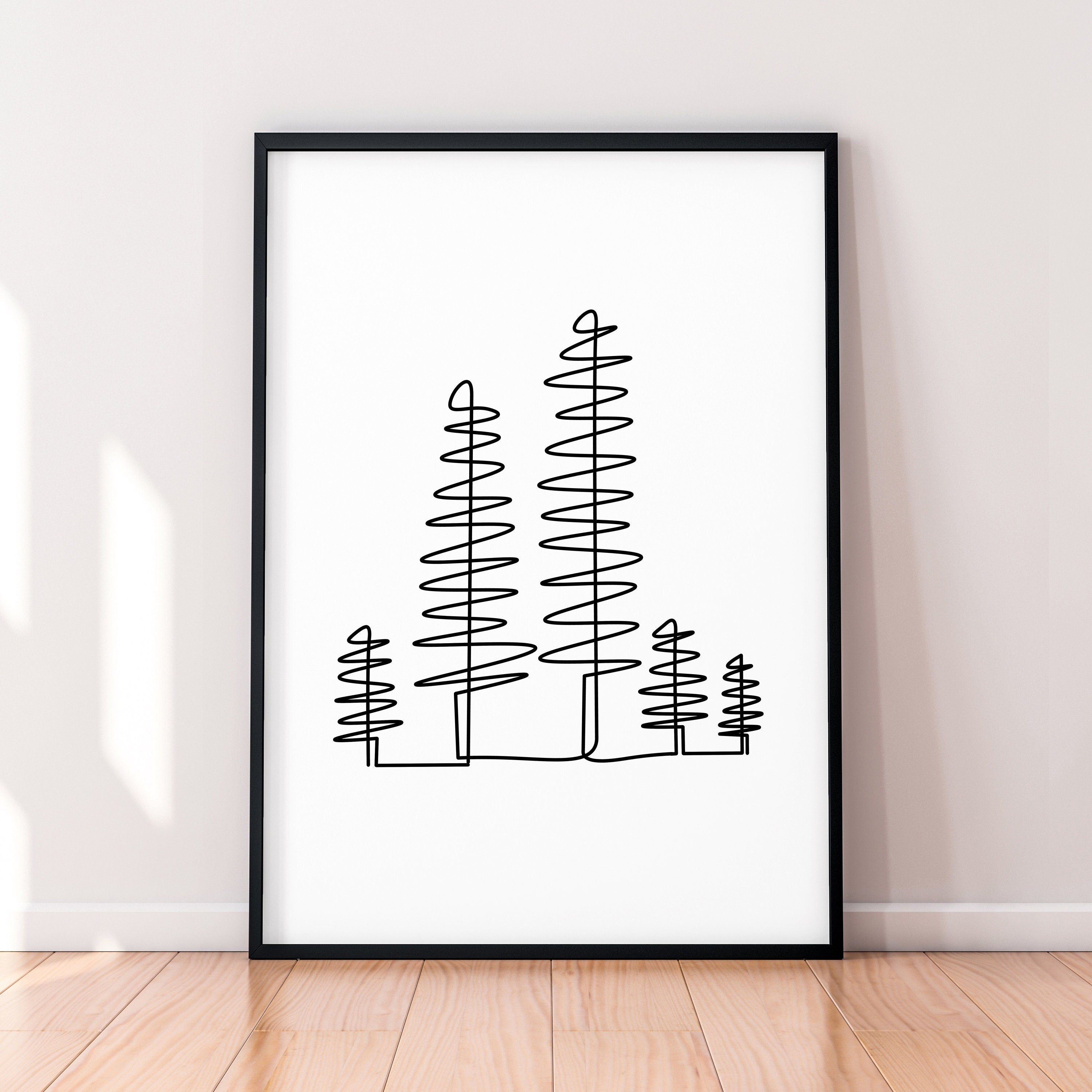 Singe Line Spruce Tree Botanical Line Art Poster Tree Family Wall Art Minimalist Print