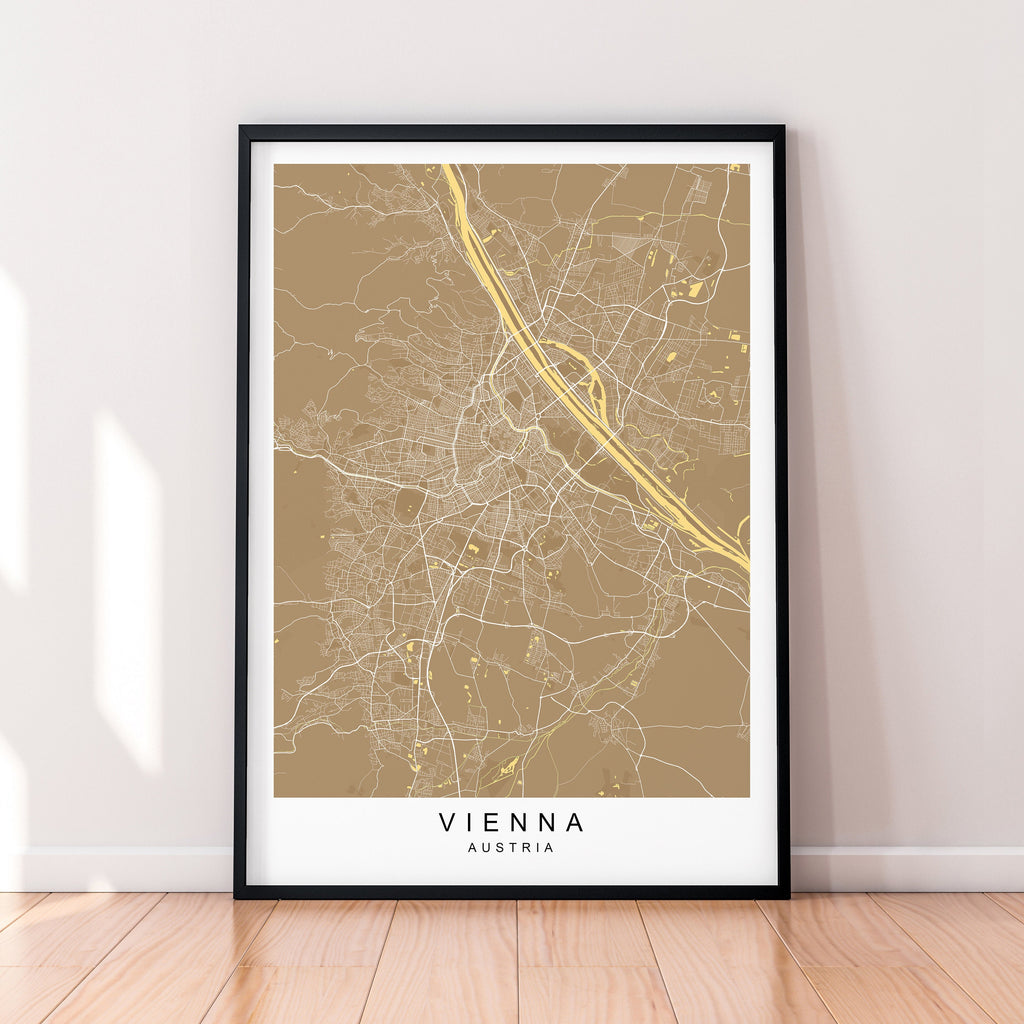 Vienna Map Print Minimalist Home Vienna City Town Austria Map Poster Wall Décor