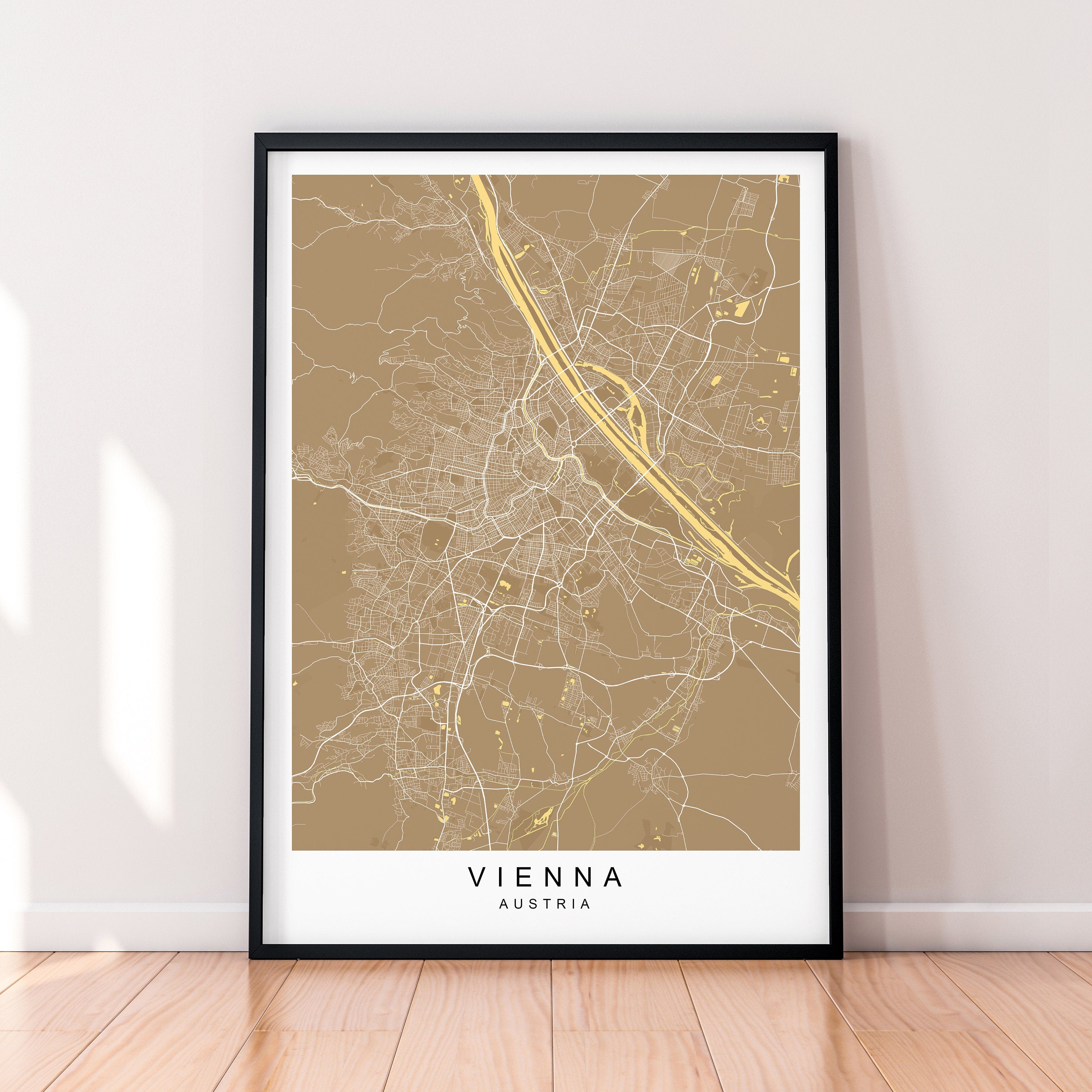 Vienna Map Print Minimalist Home Vienna City Town Austria Map Poster Wall Décor