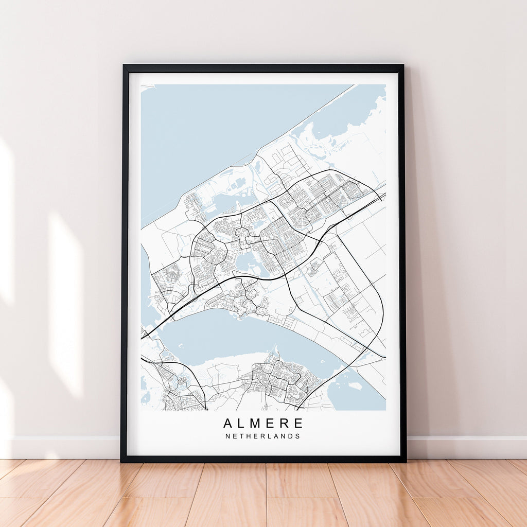 Almere City Map Netherlands Print Poster Minimalist Home Decor Almere Holland Map Poster Wall Art Decor