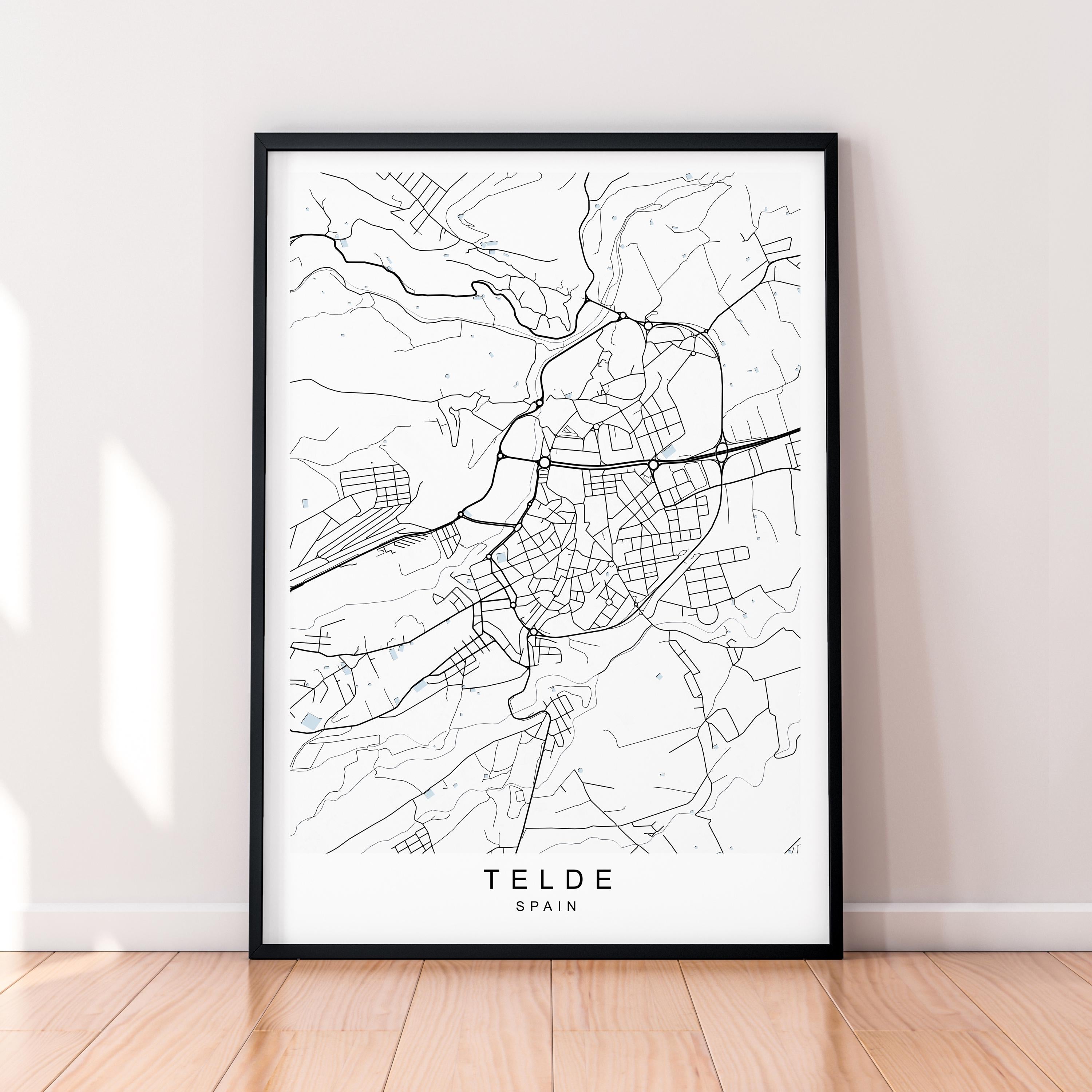 Telde Map Print Illustration Telde Spain Map Poster Wall Art Gift Unframed Print