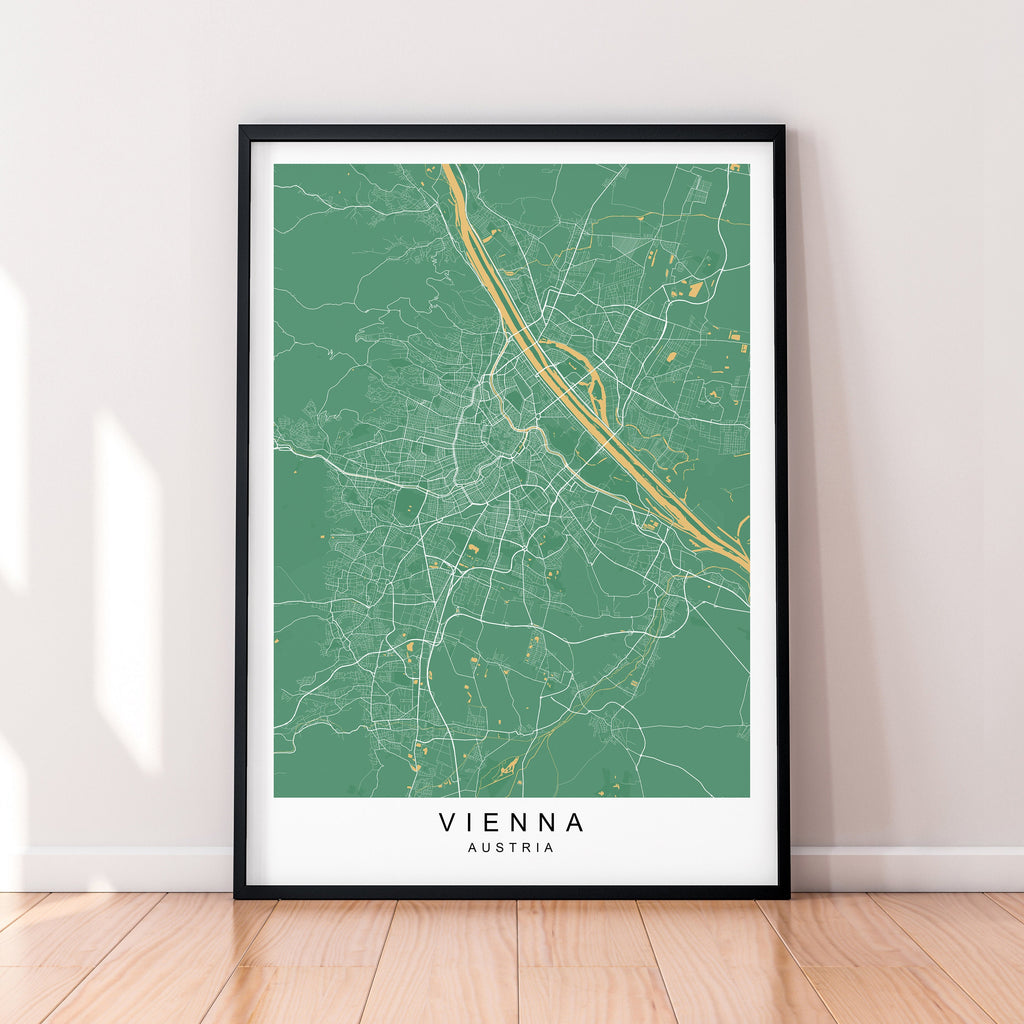 Vienna Map Print Minimalist Home Vienna City Town Austria Map Poster Wall Décor
