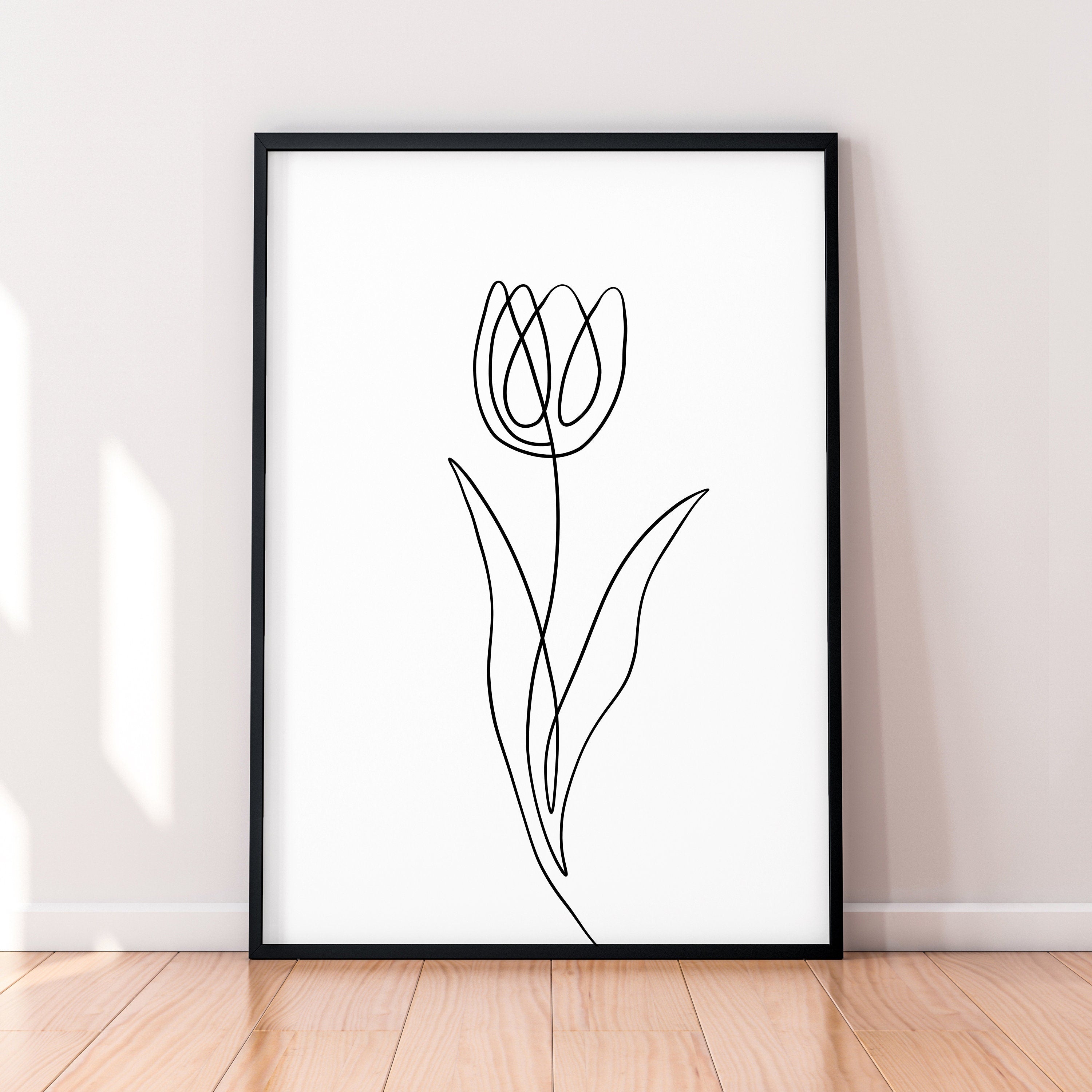 Tulip Flower Line Art Poster Wall Art Minimalist Print (TL2)