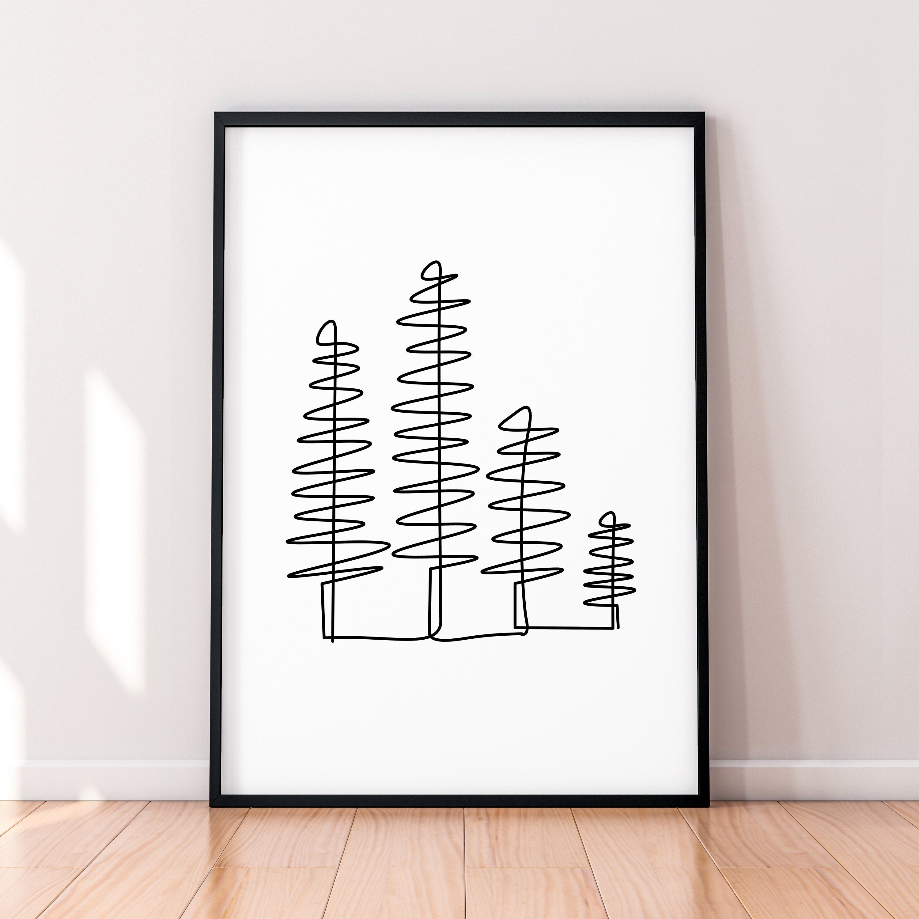 Singe Line Spruce Tree Botanical Line Art Poster Tree Family Wall Art Minimalist Print