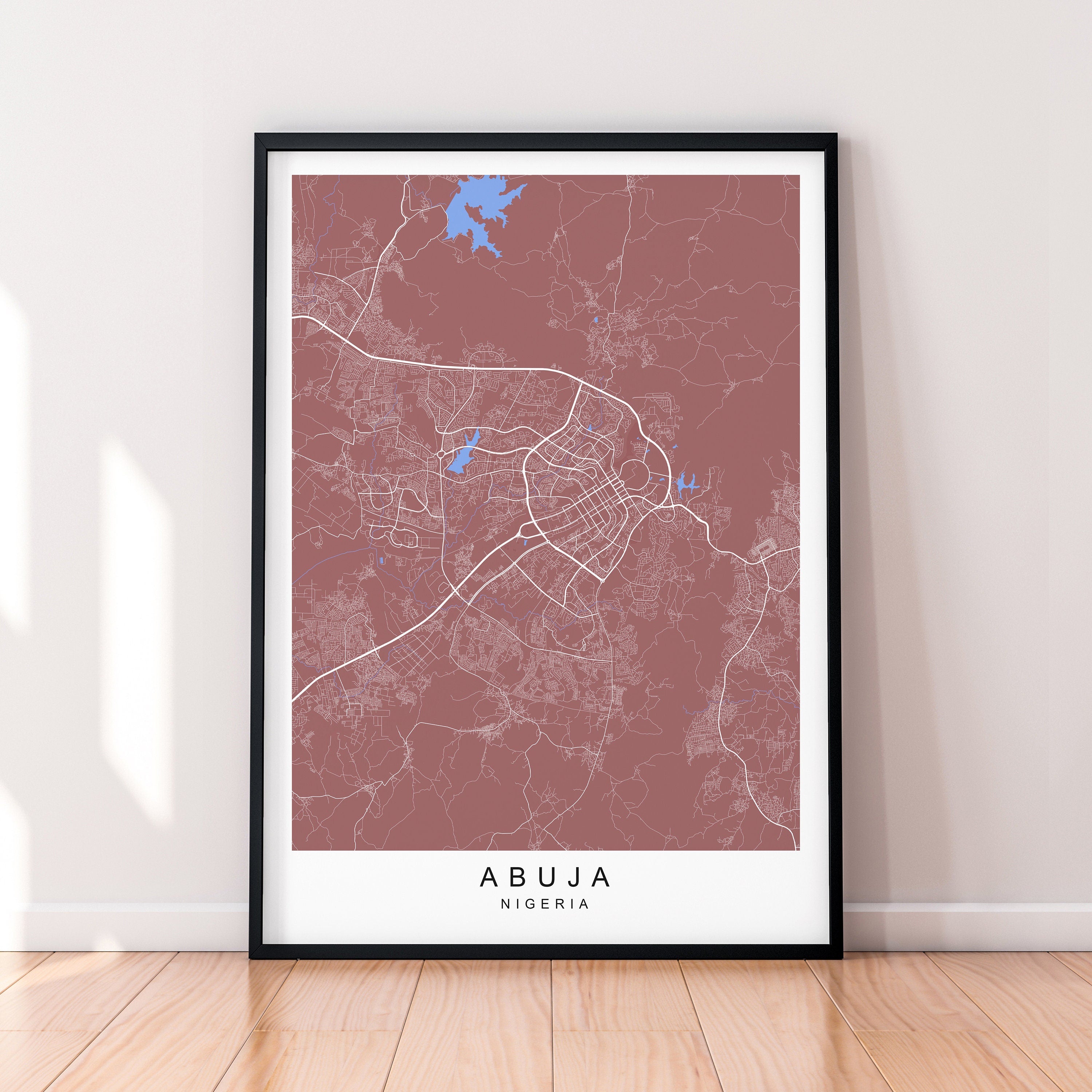 Abuja Map Nigeria Print Minimalist Abuja City Area Map Poster Wall Decor