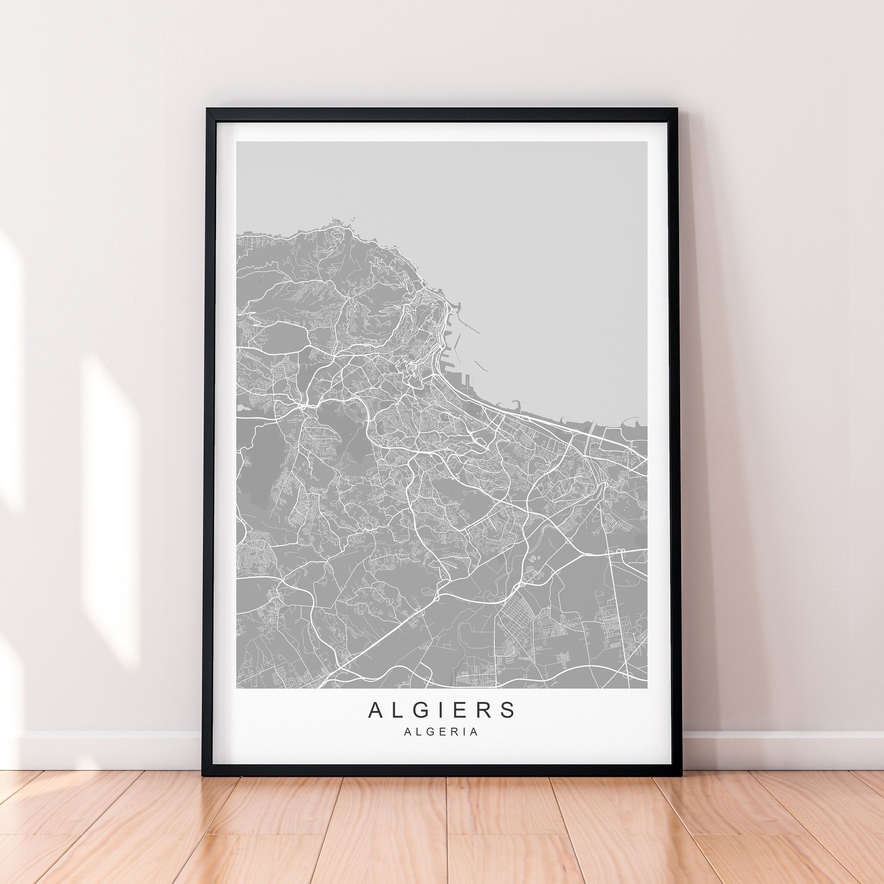 Algiers Map Print Algeria Minimalist Algiers City Area Map Poster Wall Decor