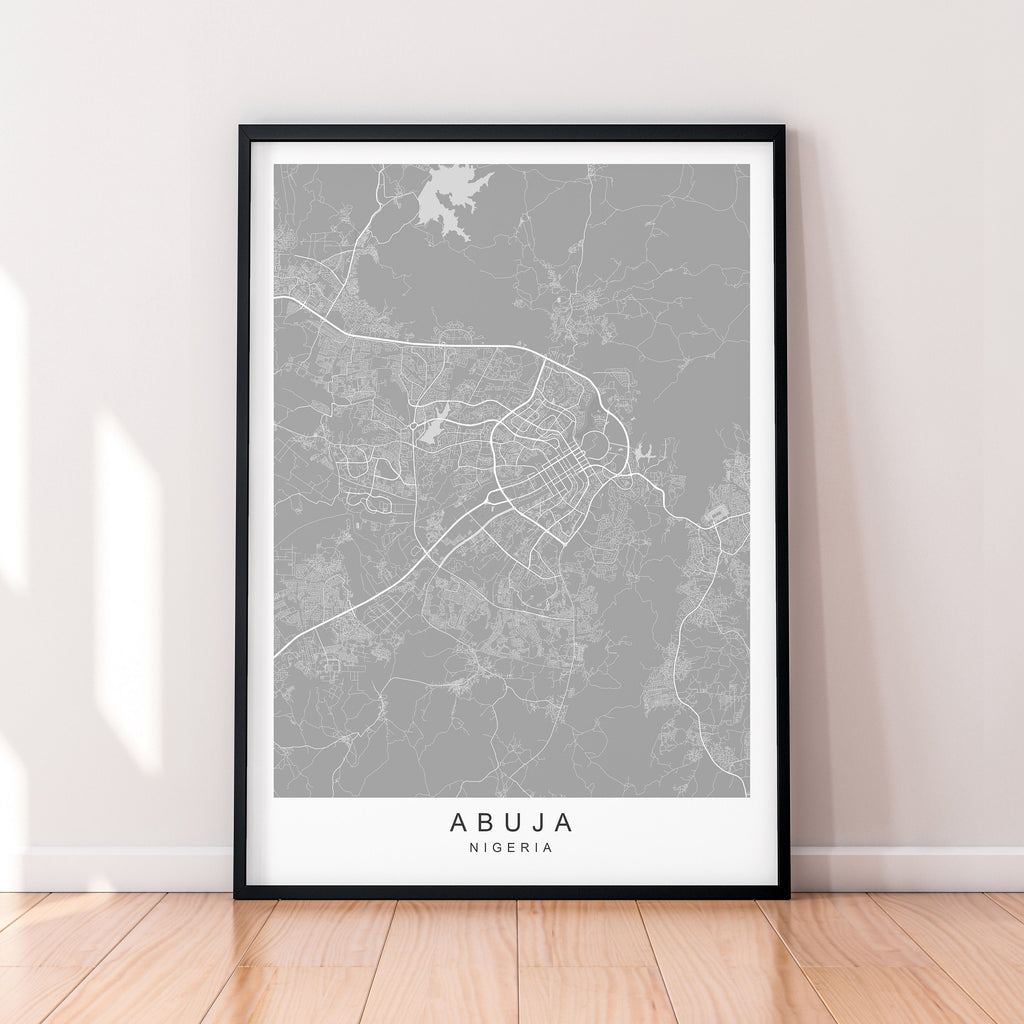 Abuja Map Nigeria Print Minimalist Abuja City Area Map Poster Wall Decor