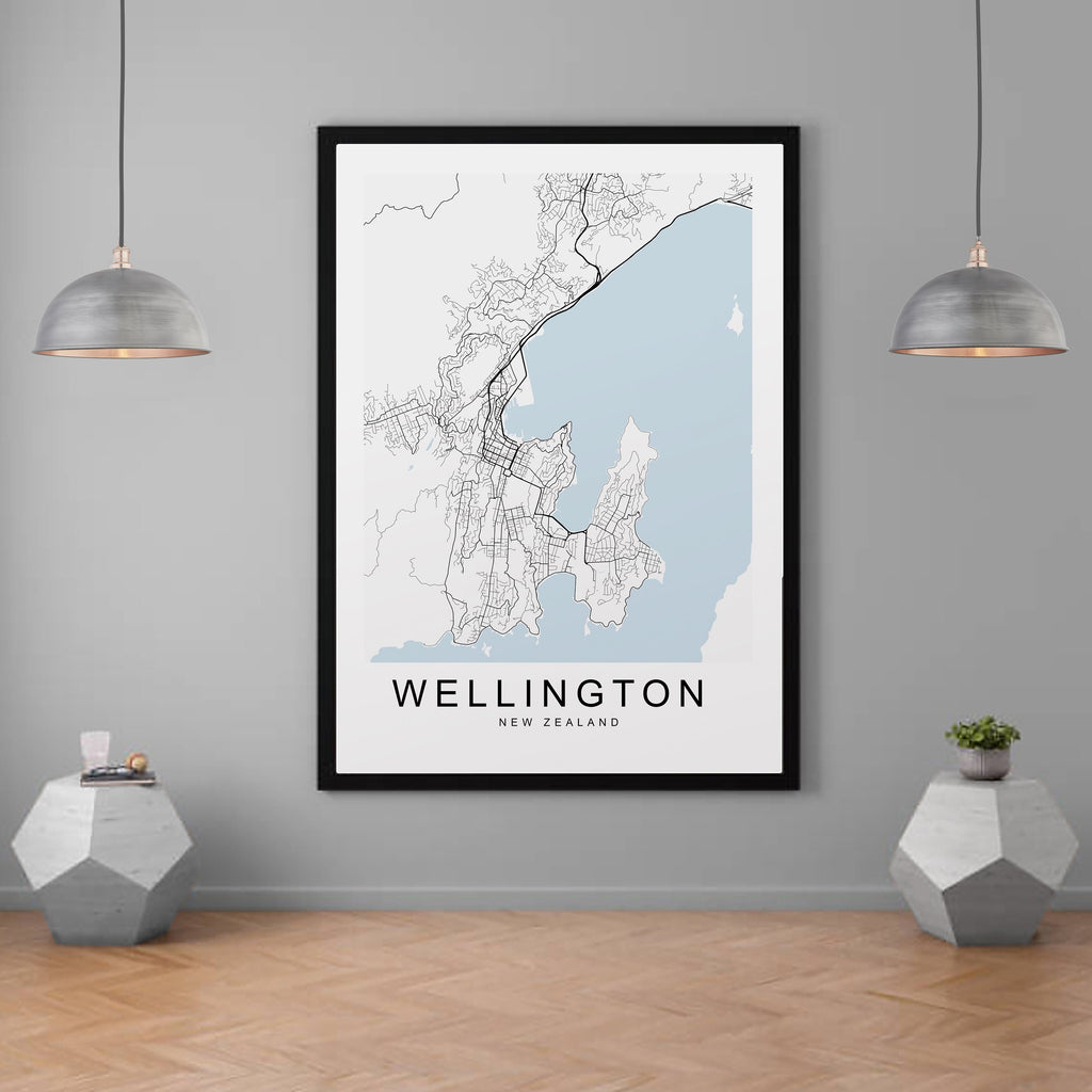Wellington New Zealand City Town Map Print Minimalist Home Map Poster Wall Decor