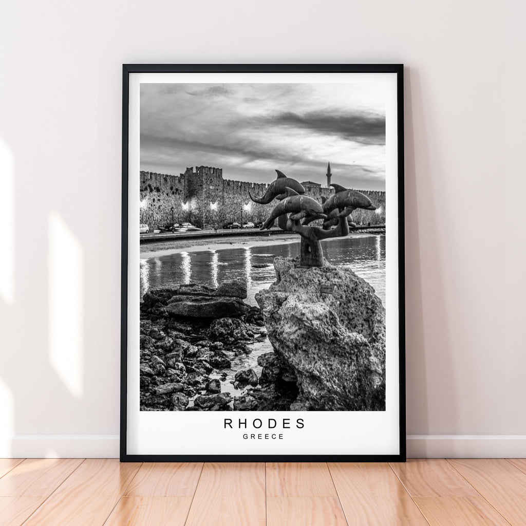 Rhodes Dolphins Port Print Rhodes Port Greece Poster Wall Art Gift Unframed Print