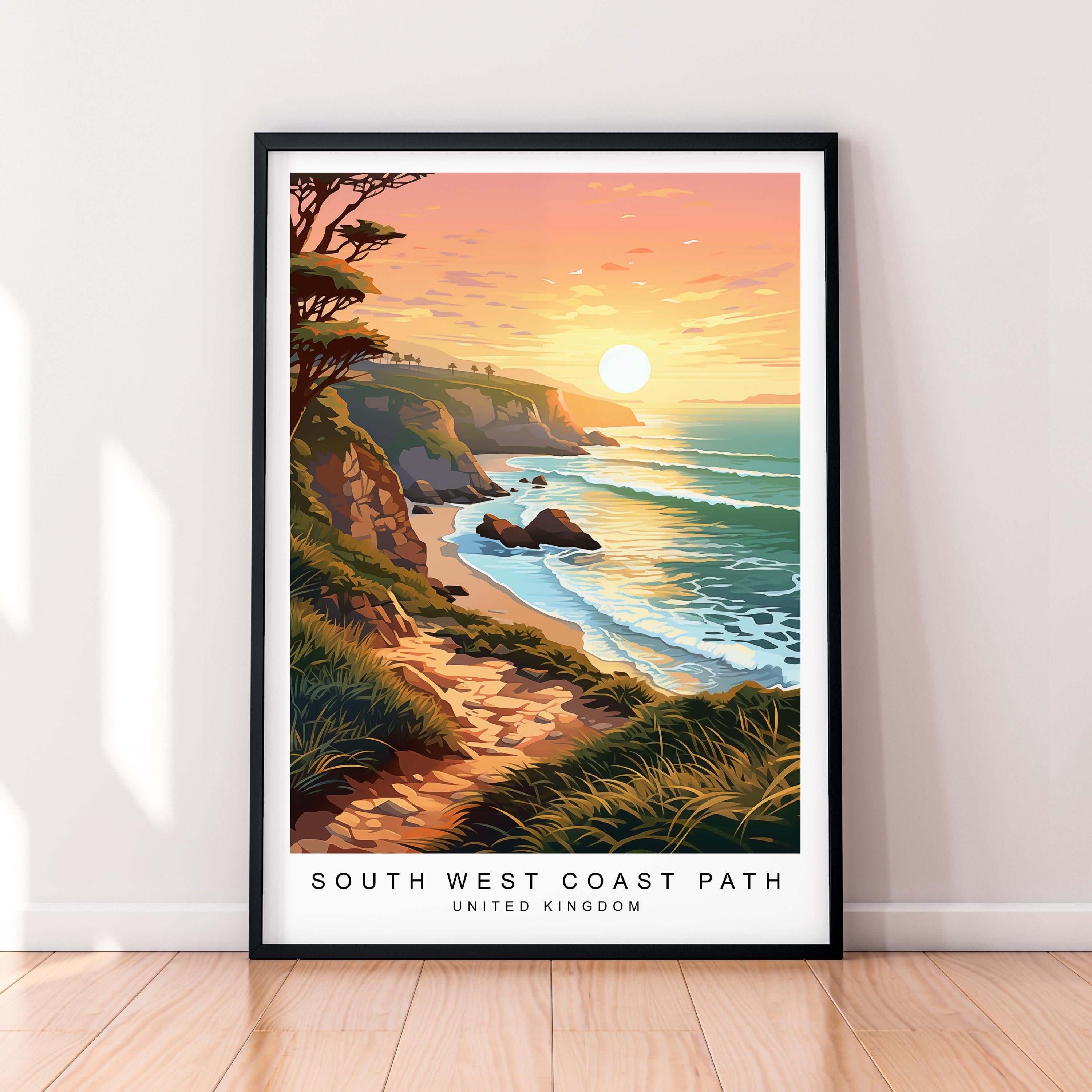 South West Coast Path Illustration Print South West Coast Path Poster Gift Unframed Print