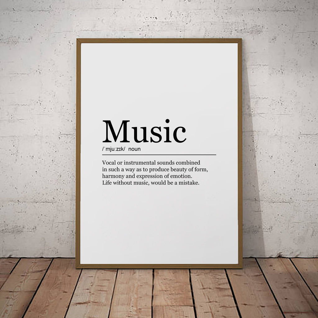 Music Definition Print Poster Wall Art Minimalist Print