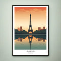 Paris Sunset Illustration Print Paris Eiffel Tower Poster Gift Unframed Print