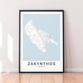 Zakynthos Map Greece Print Minimalist Home Travel Zakynthos Island Map Poster Wall Decor