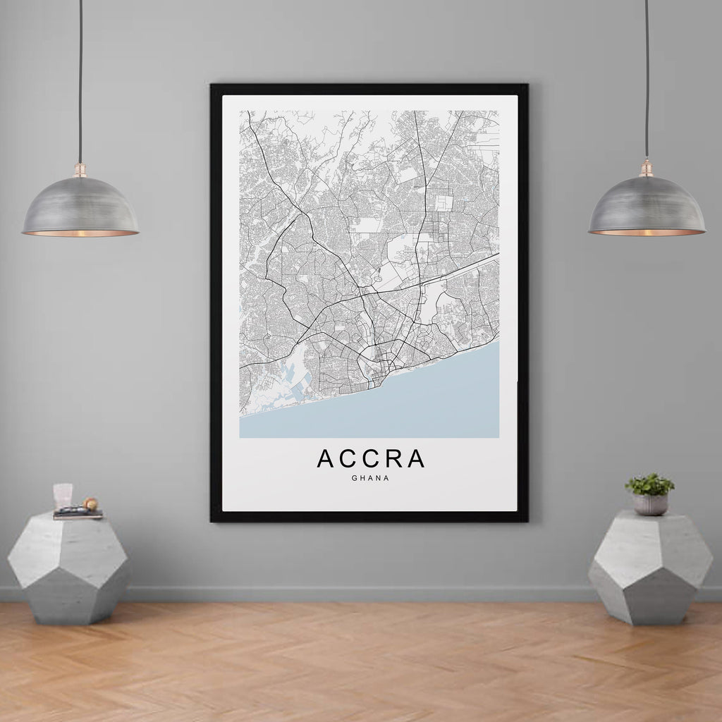 Accra Ghana City Map Print Minimalist Home Map Poster Wall Decor