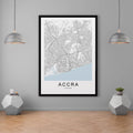Accra Ghana City Map Print Minimalist Home Map Poster Wall Decor