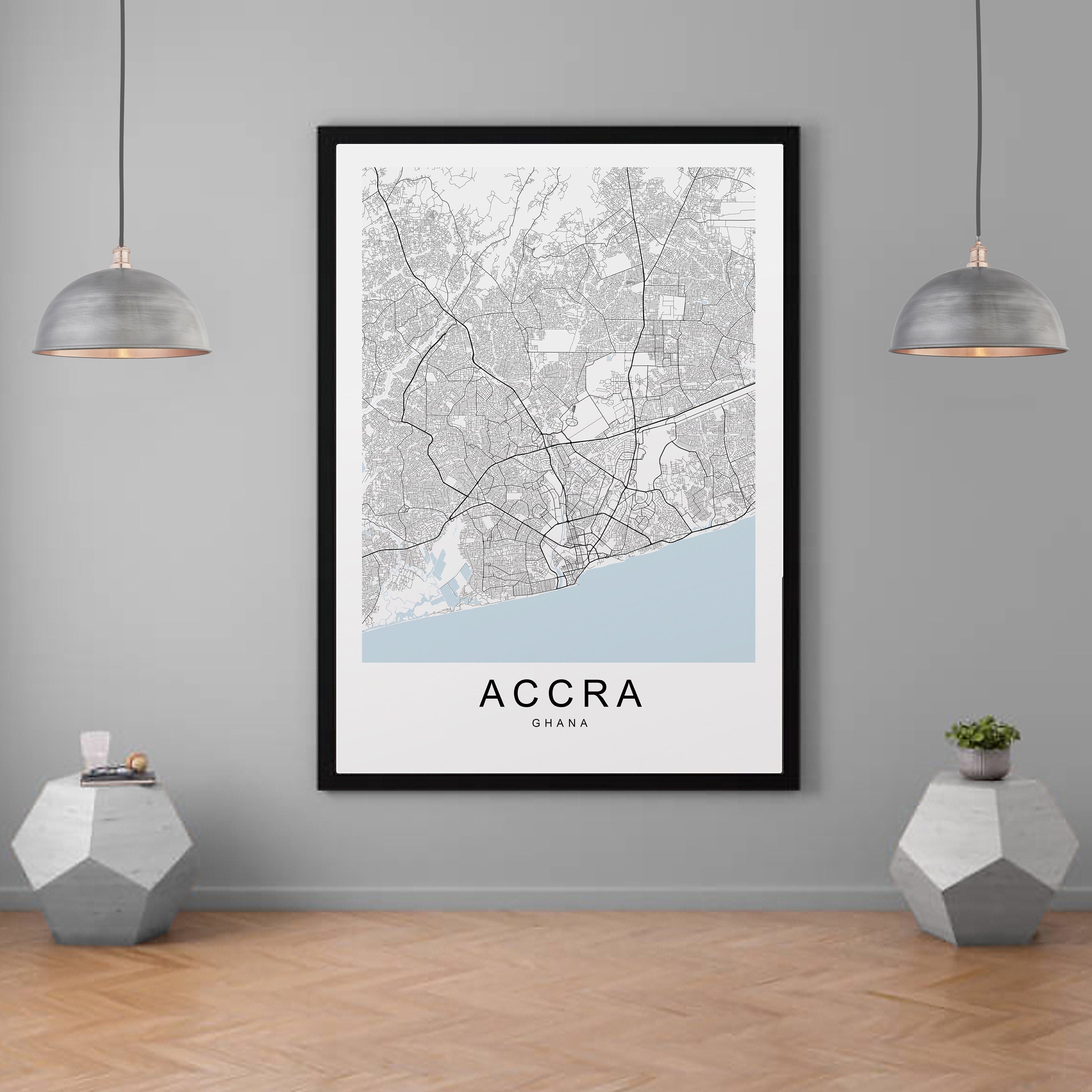 Accra Ghana City Map Print Minimalist Home Map Poster Wall Decor