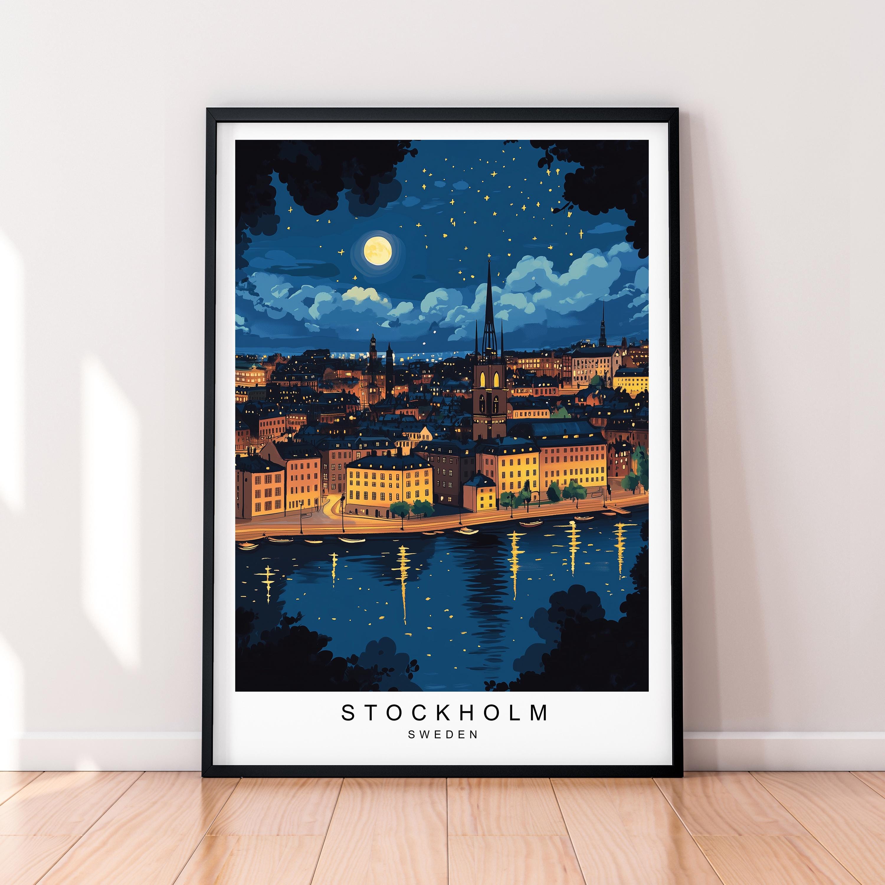 Stockholm Night Print Wall Decor Stockholm Poster Wall Art Gift Unframed Print