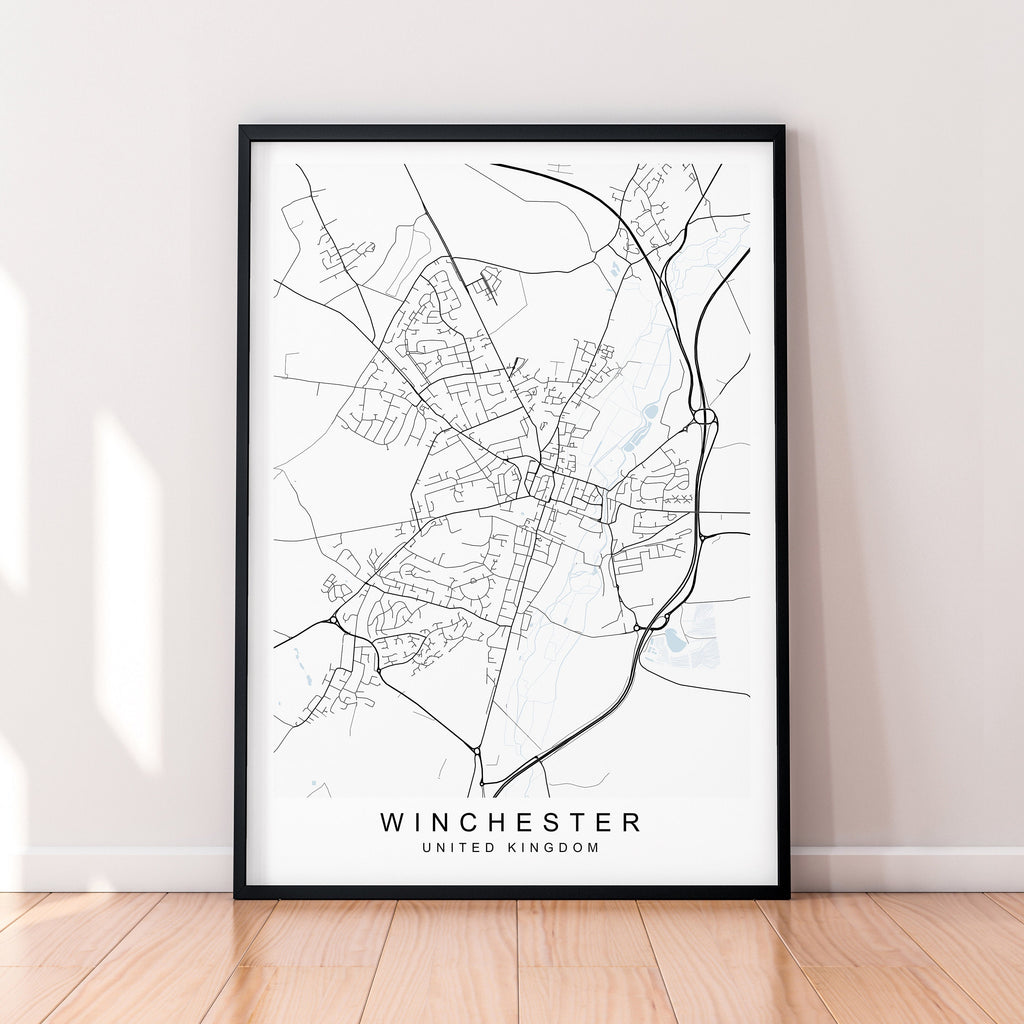 Winchester Town Map England Print Minimalist Winchester United Kingdom City Map Poster Wall Decor