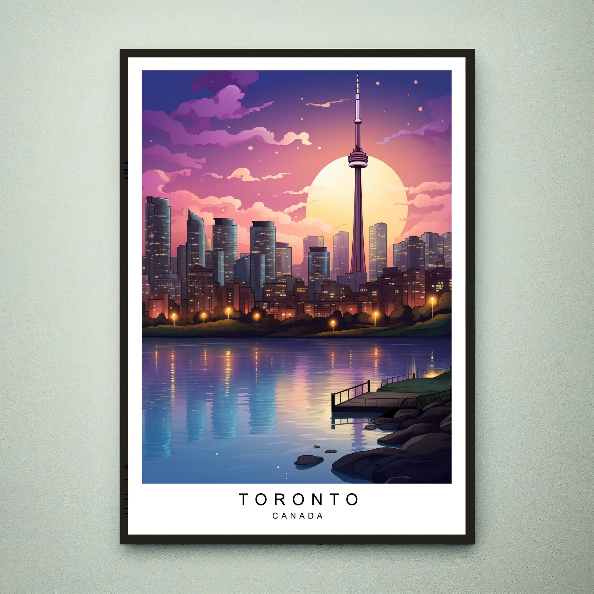 Toronto Night Illustration Print Toronto Canada Poster Gift Unframed Print