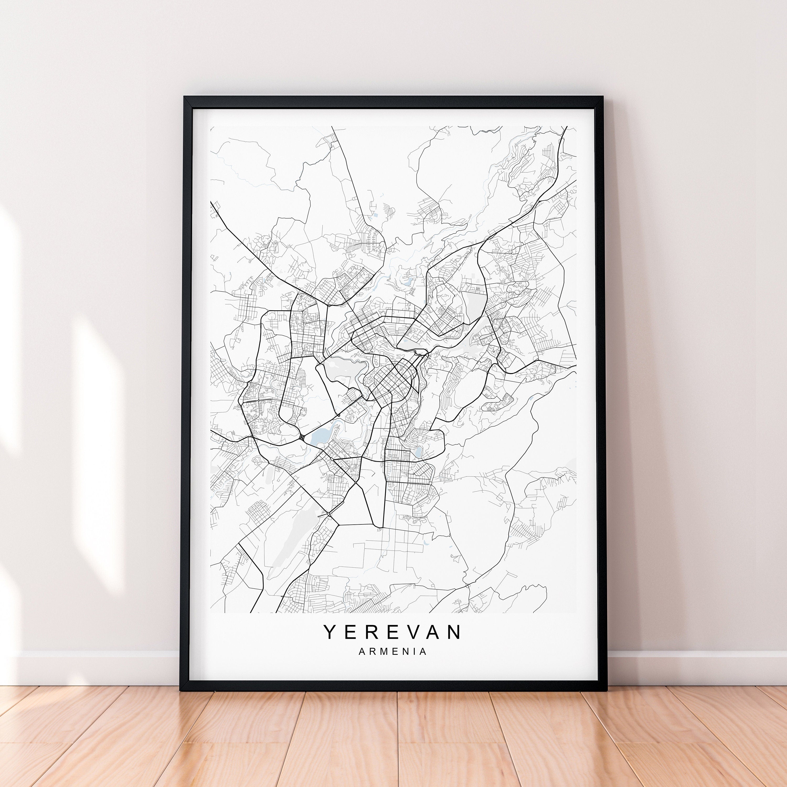 Yerevan City Map Print Poster Minimalist Home Decor Yerevan Armenia Map Poster Wall Art Decor