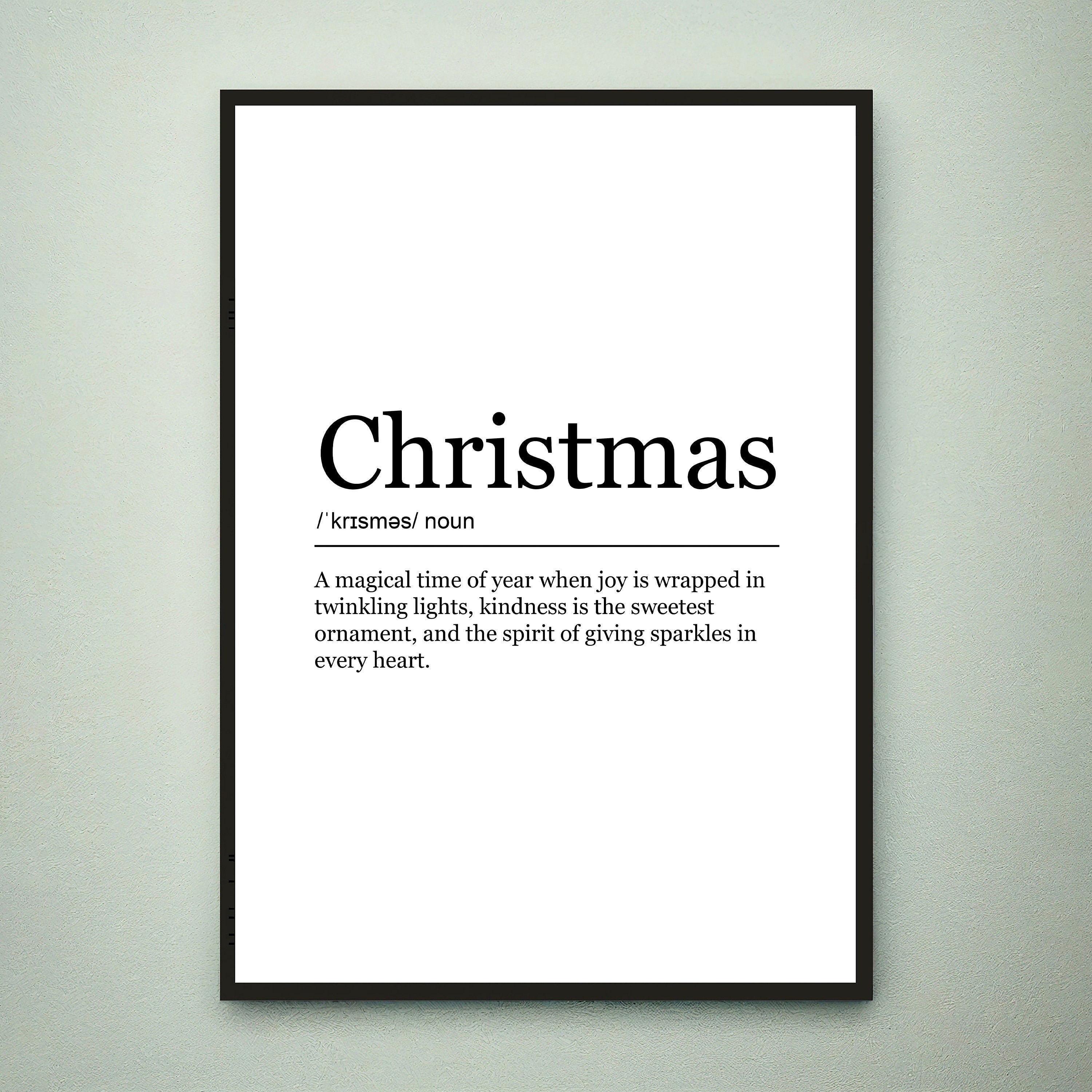 Christmas Festive Funny Print Definition Poster Wall Art Christmas Meaning Minimalist Gift Print