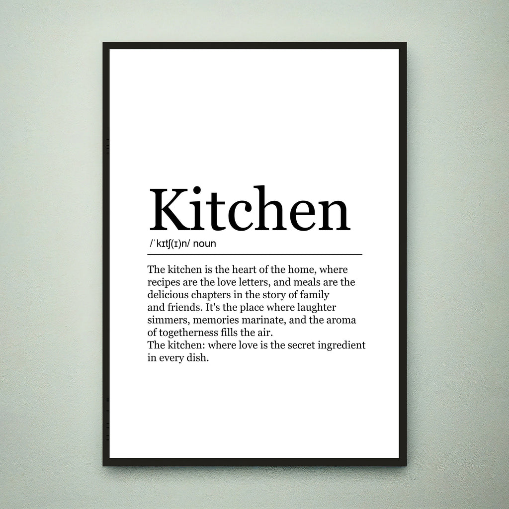 Kitchen Funny Print Definition Poster Wall Art Kitchen Meaning Minimalist Gift Print