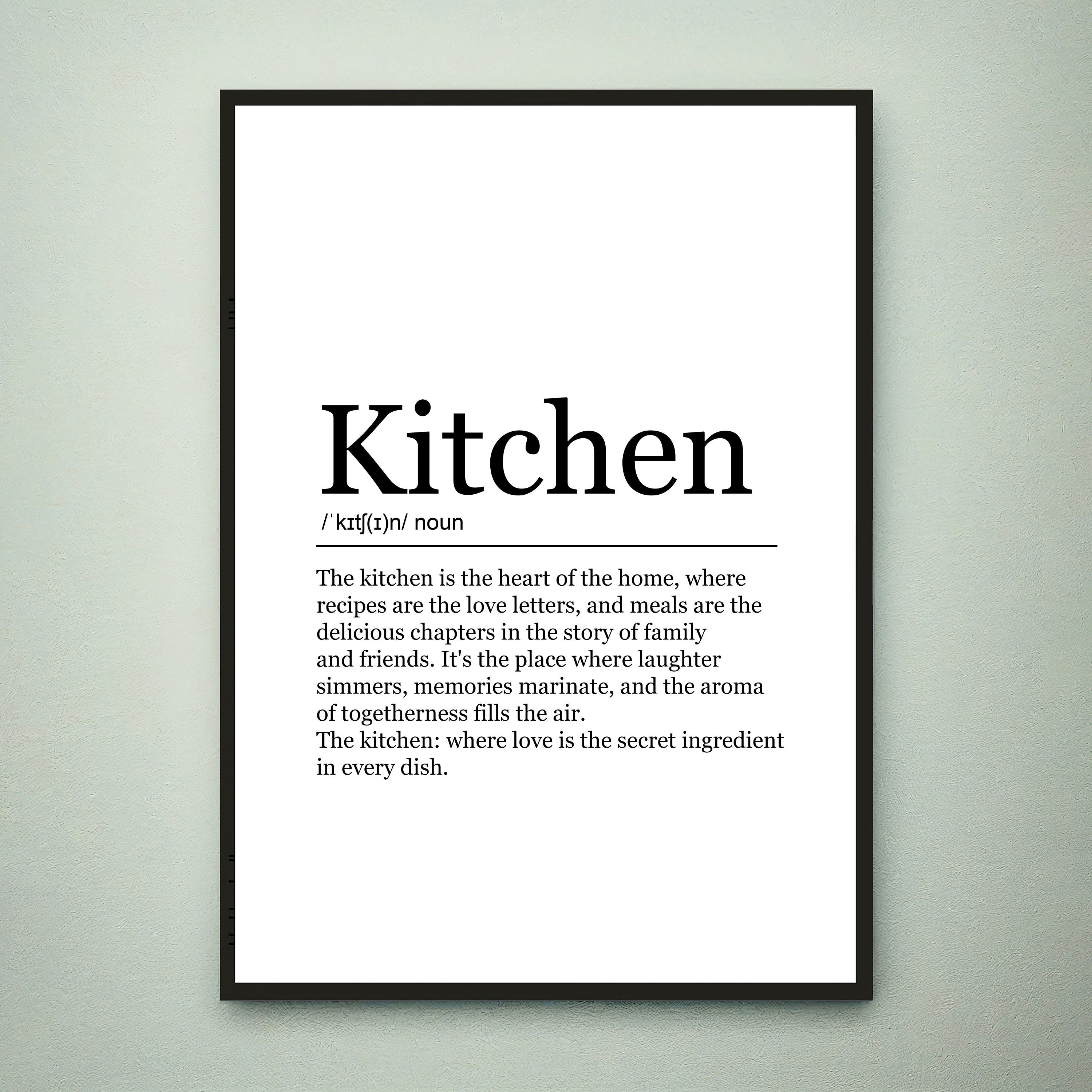 Kitchen Funny Print Definition Poster Wall Art Kitchen Meaning Minimalist Gift Print