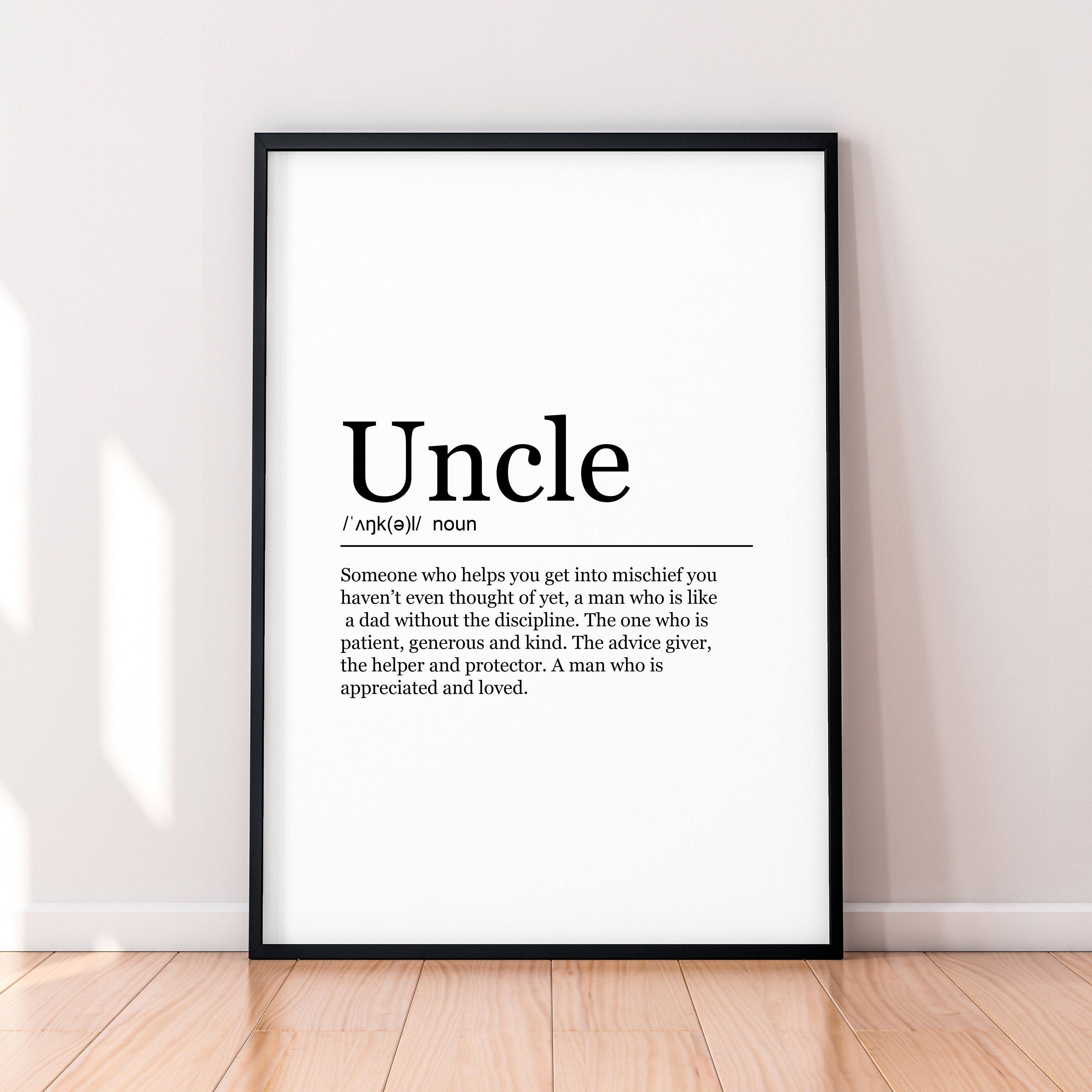 Uncle Print Definition Poster Wall Art Minimalist Uncle Gift Print