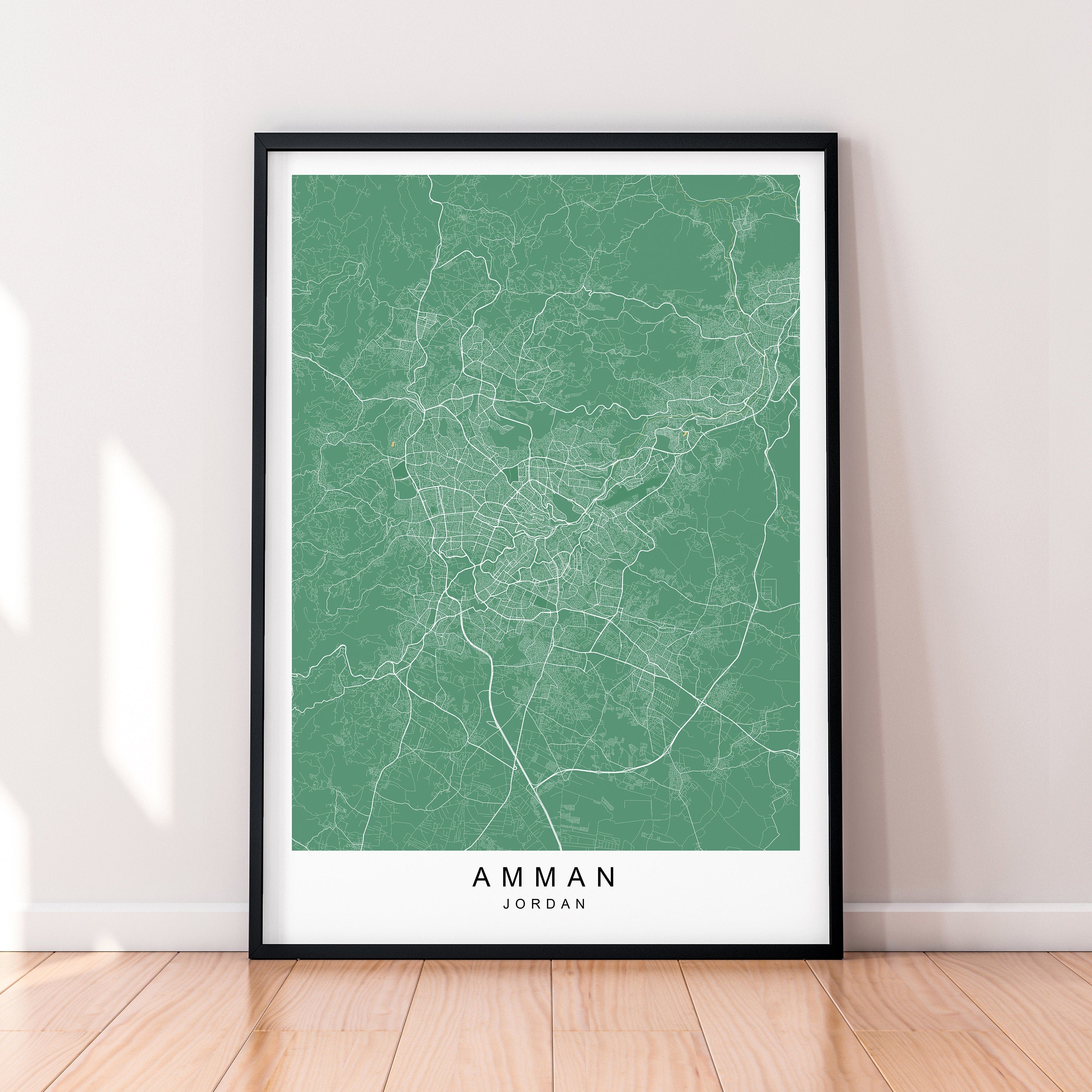 Amman Map Print Minimalist Jordan City Amman Map Poster Wall Decor