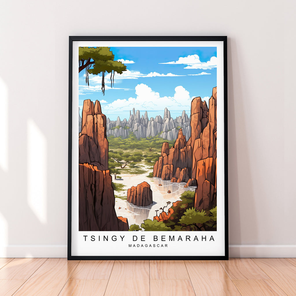 Tsingy De Bemaraha Illustration Print Tsingy De Bemaraha Madagascar Travel Poster Gift Unframed Print
