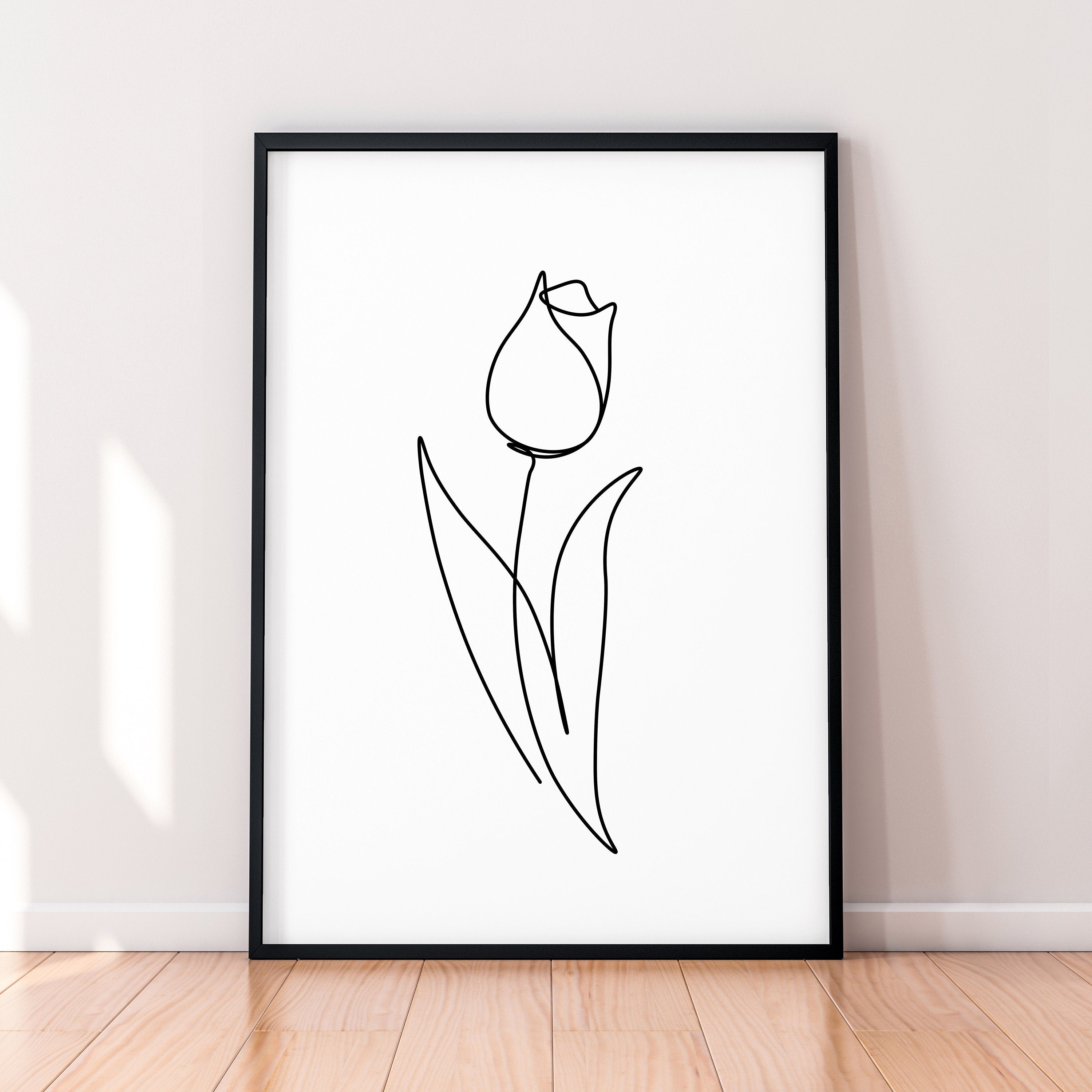Tulip Flower Line Art Poster Wall Art Minimalist Print (TL3)