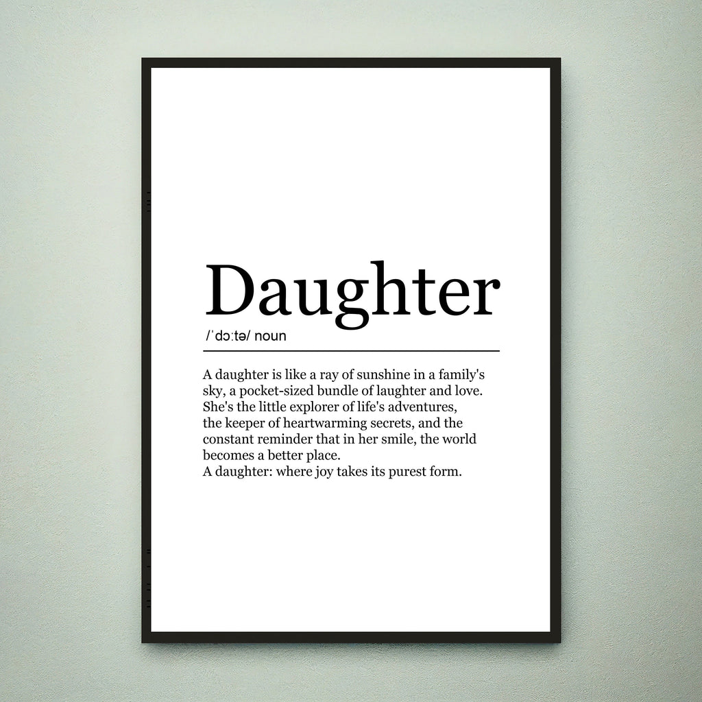 Daughter Fun Print Definition Poster Wall Art Daughter Minimalist Gift Print