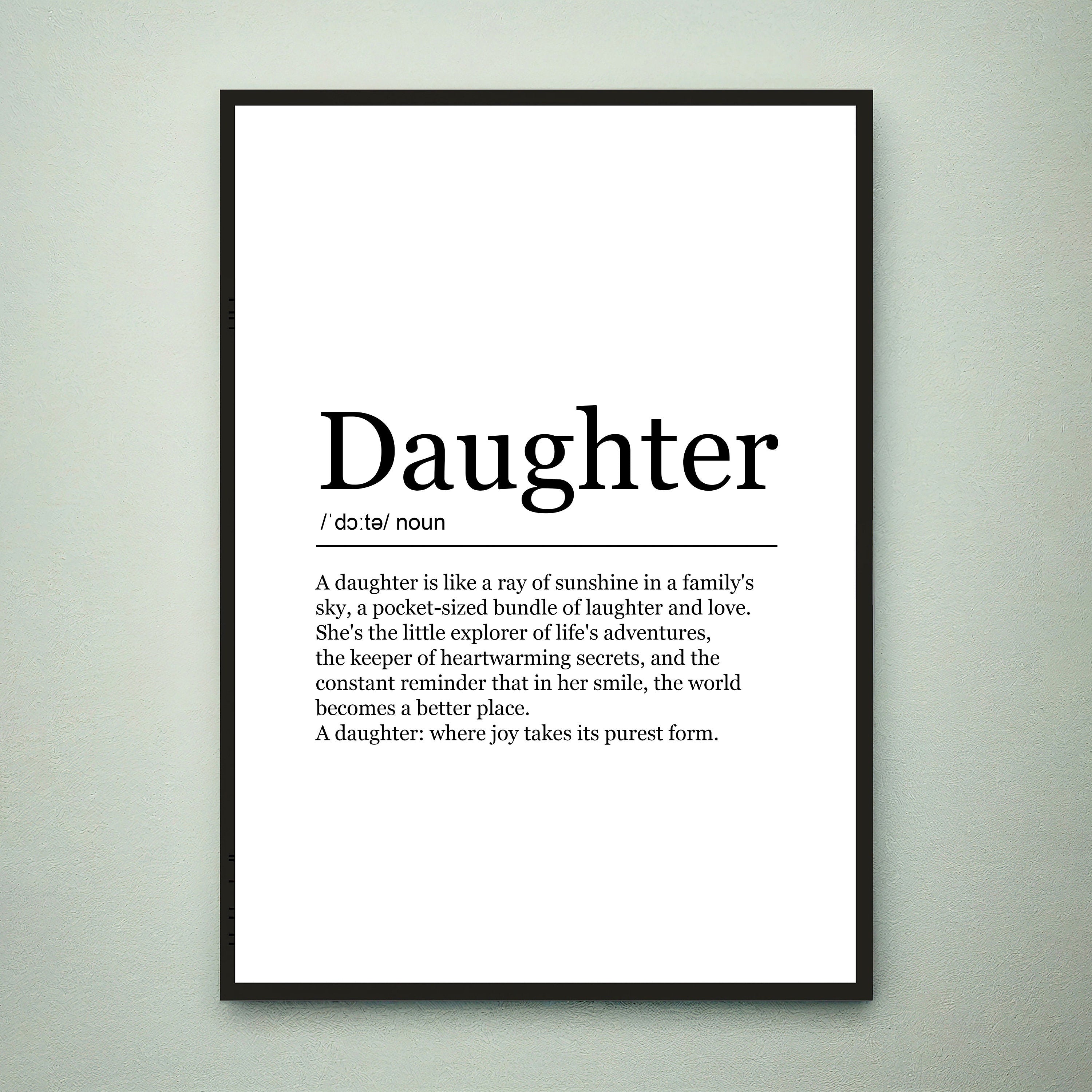 Daughter Fun Print Definition Poster Wall Art Daughter Minimalist Gift Print