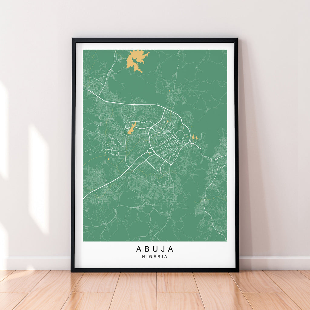 Abuja Map Nigeria Print Minimalist Abuja City Area Map Poster Wall Decor