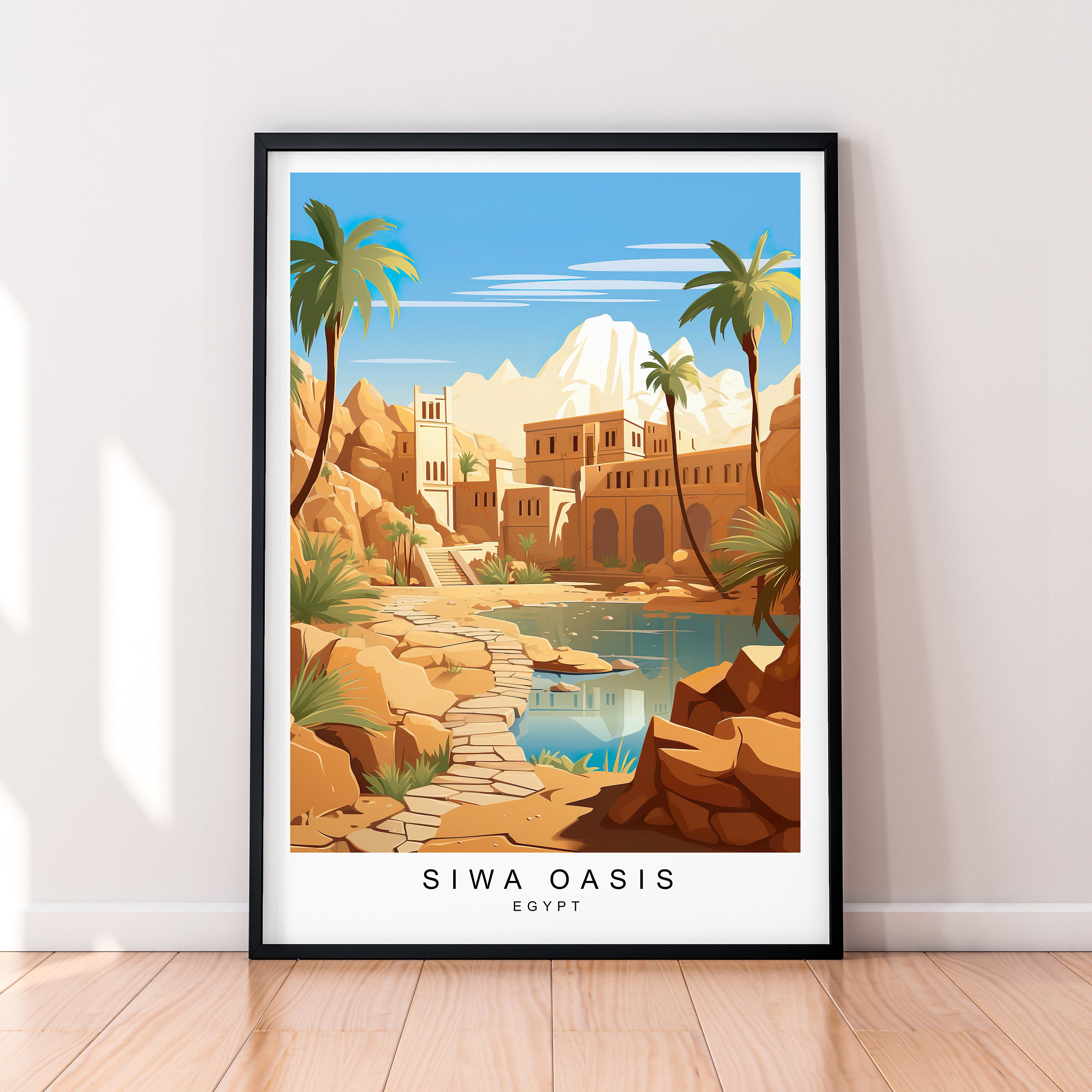 Siwa Oasis Illustration Print Siwa Oasis Egypt Travel Poster Gift Unframed Print