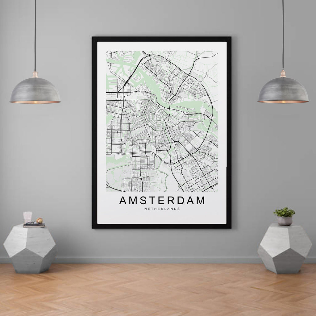Amsterdam Map Print Minimalist Home Map Poster Wall Decor