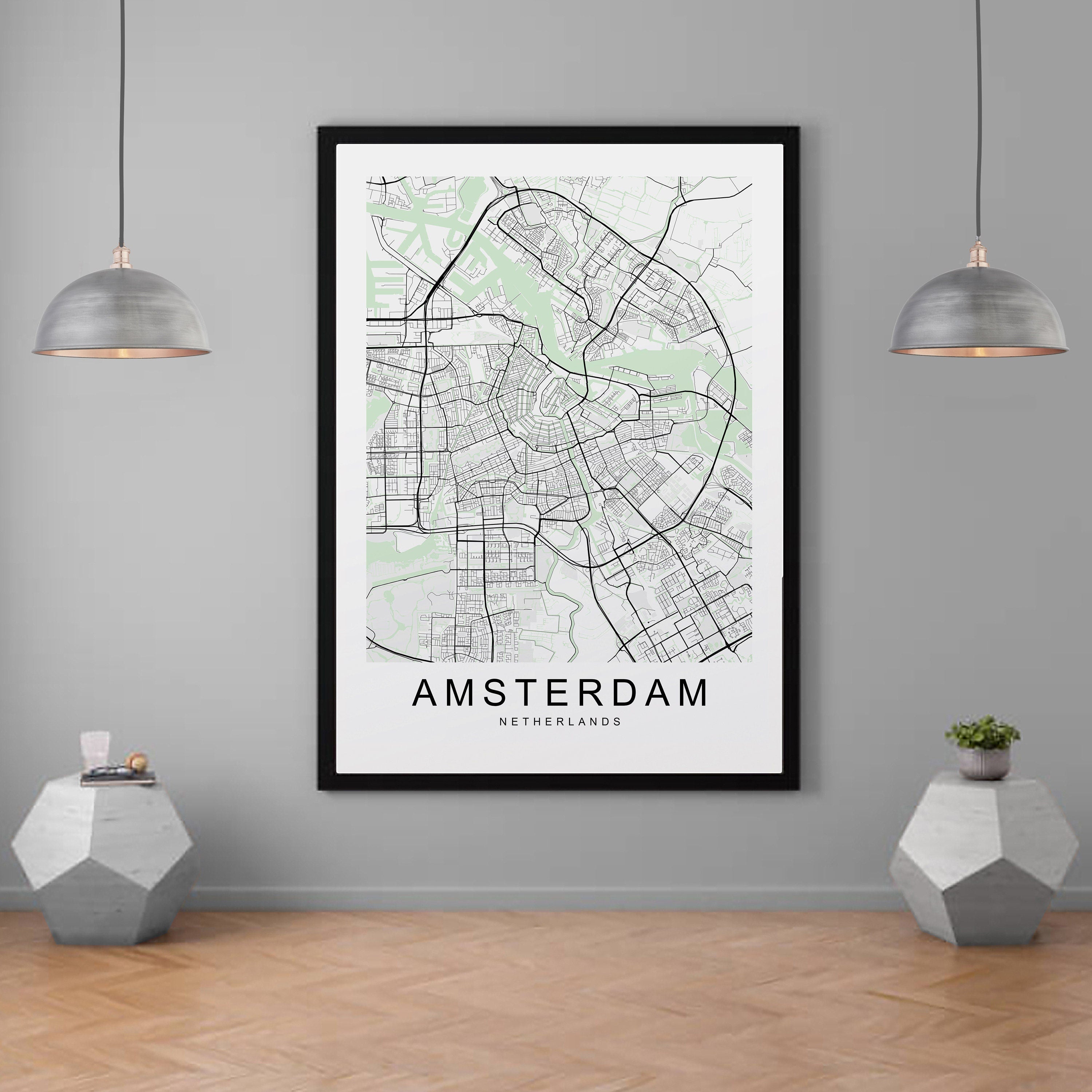 Amsterdam Map Print Minimalist Home Map Poster Wall Decor