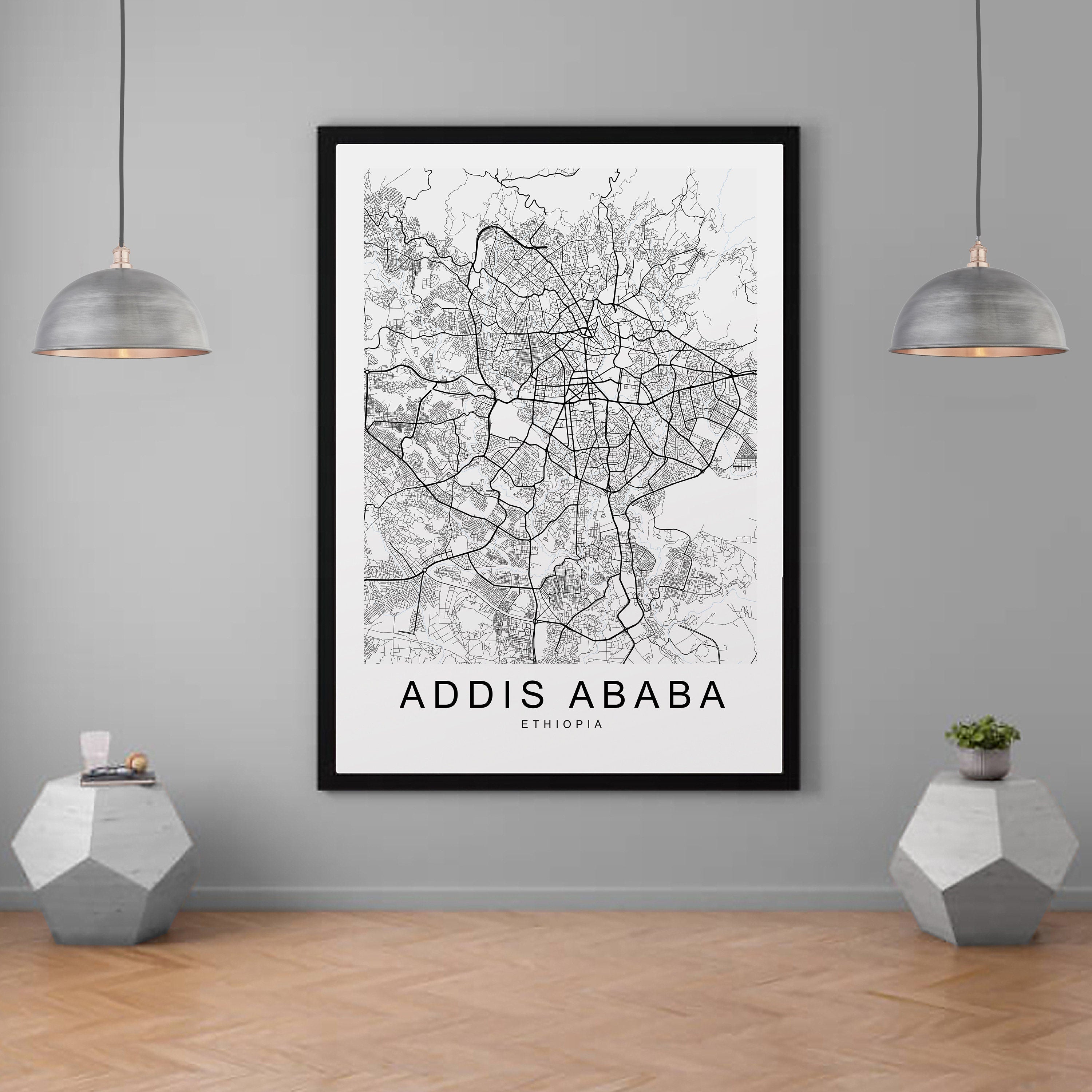 Addis Ababa Ethiopia Map Print Minimalist Home Map Poster Wall Decor