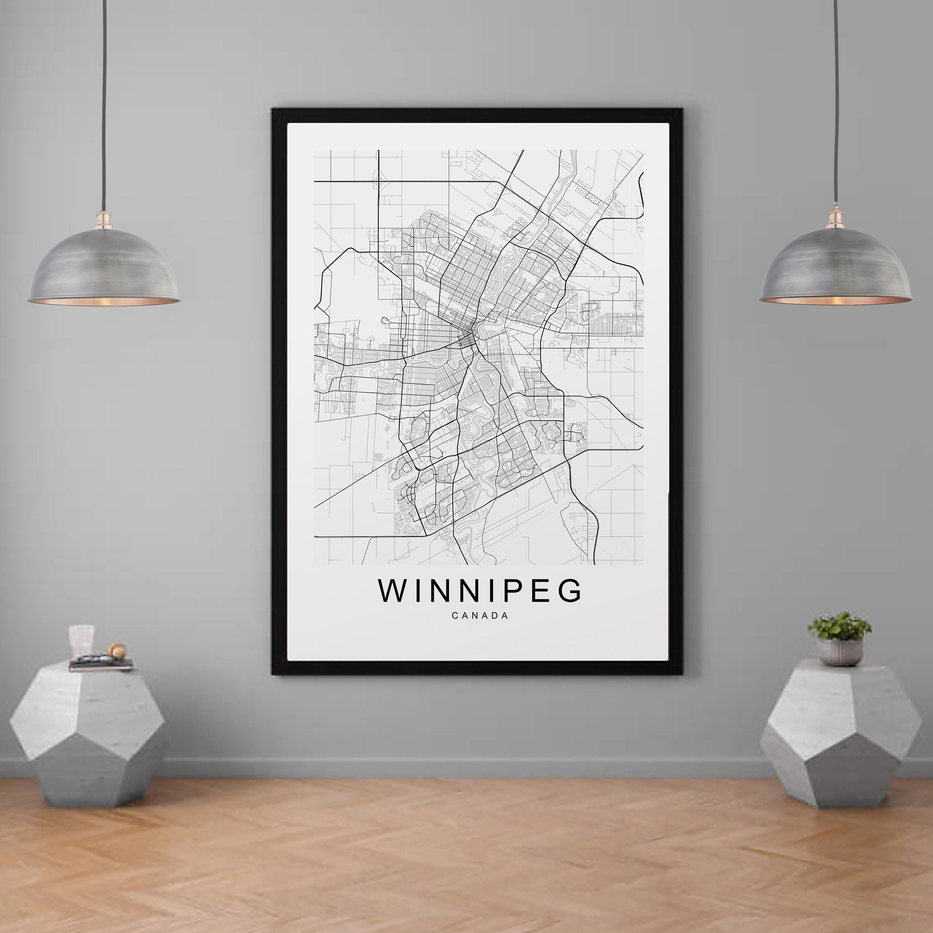 Winnipeg Canada Map Print Minimalist Home Map Poster Wall Decor