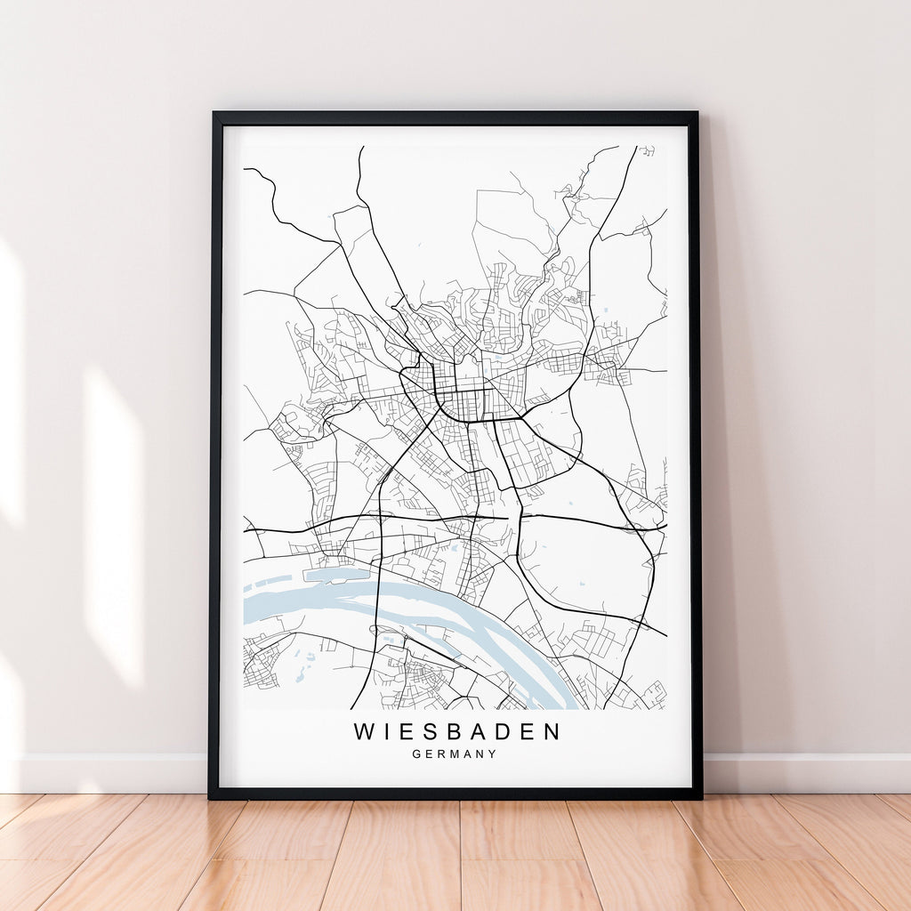 Wiesbaden City Map Germany Print Poster Minimalist Home Decor Wiesbaden Germany Map Poster Wall Art Decor