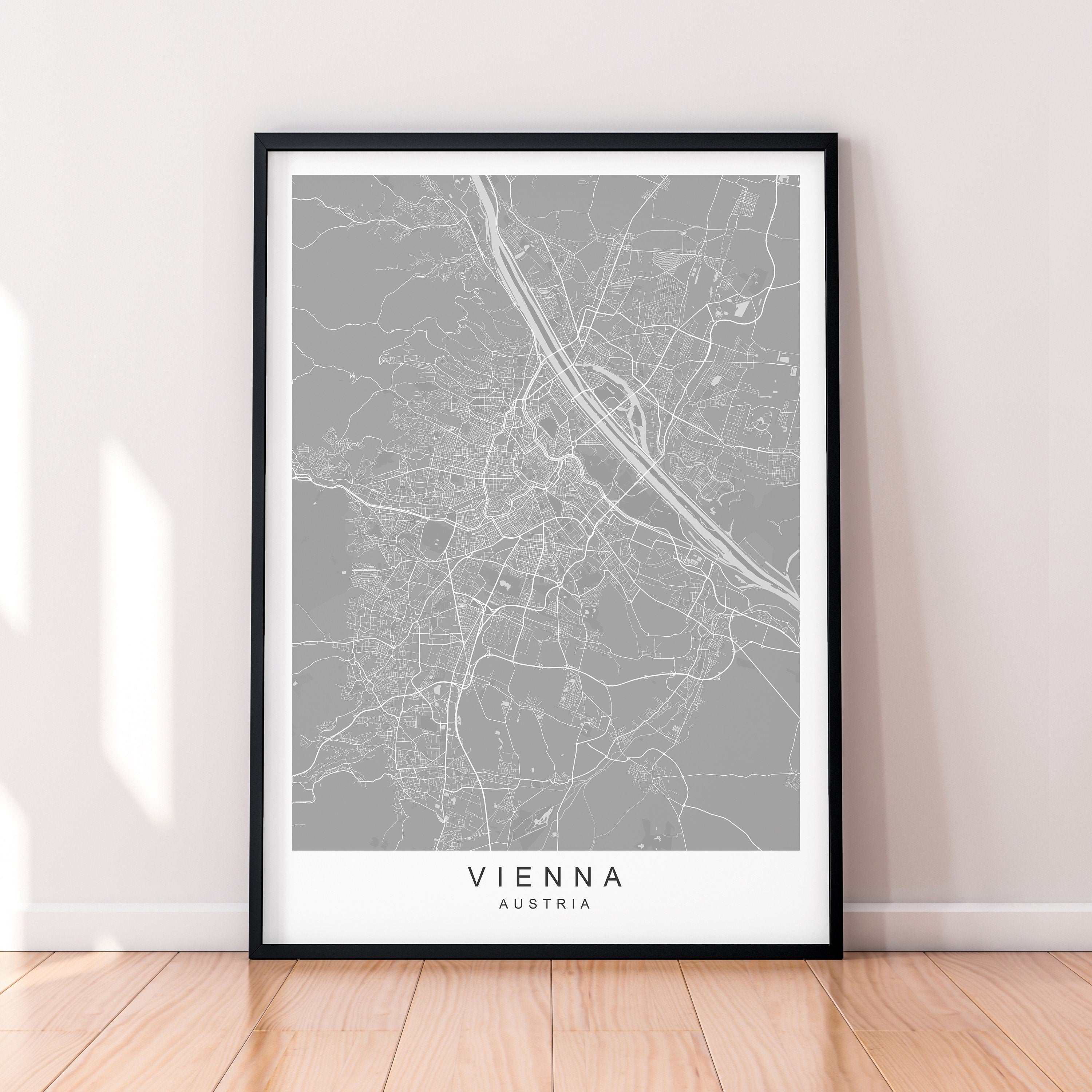 Vienna Map Print Minimalist Home Vienna City Town Austria Map Poster Wall Décor