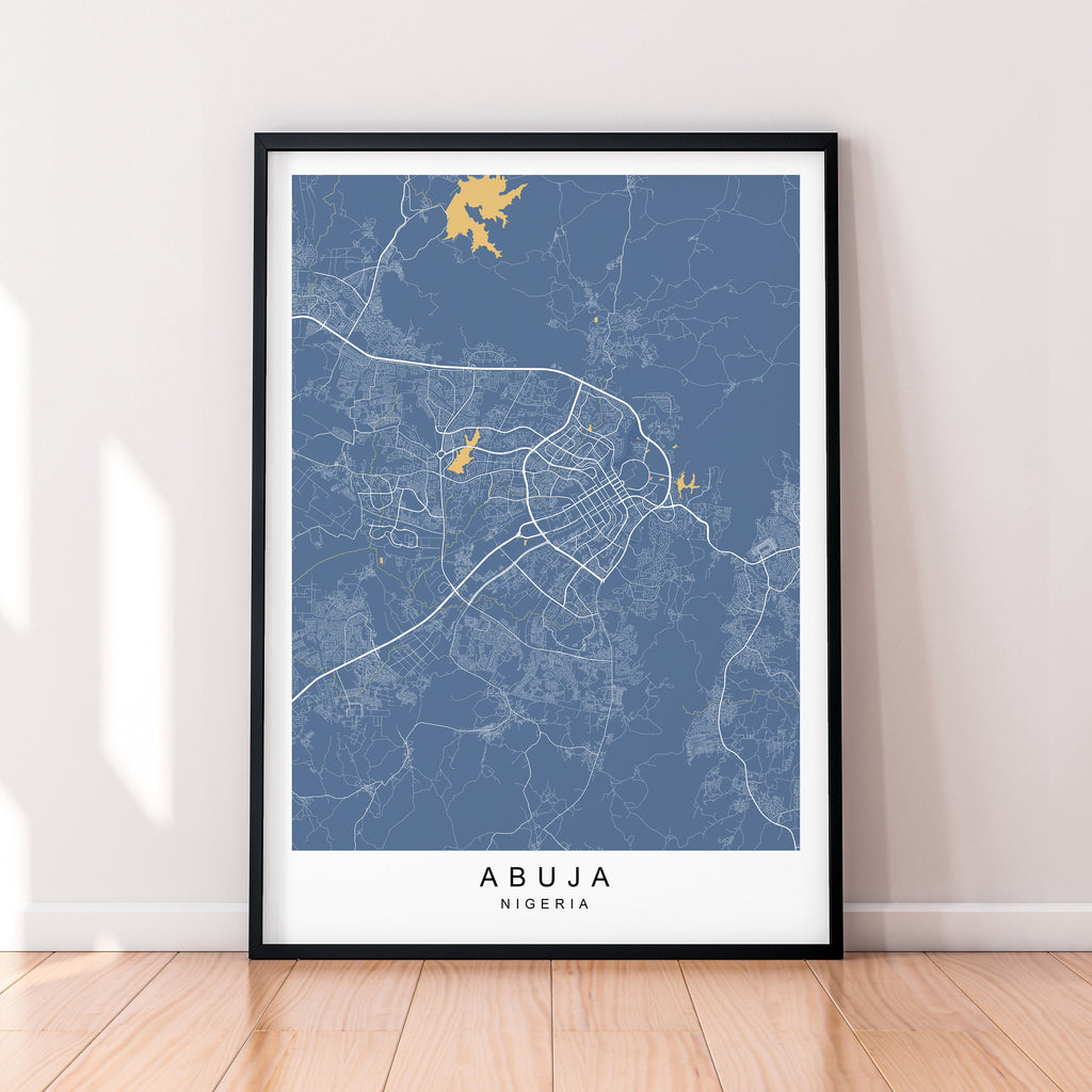 Abuja Map Nigeria Print Minimalist Abuja City Area Map Poster Wall Decor